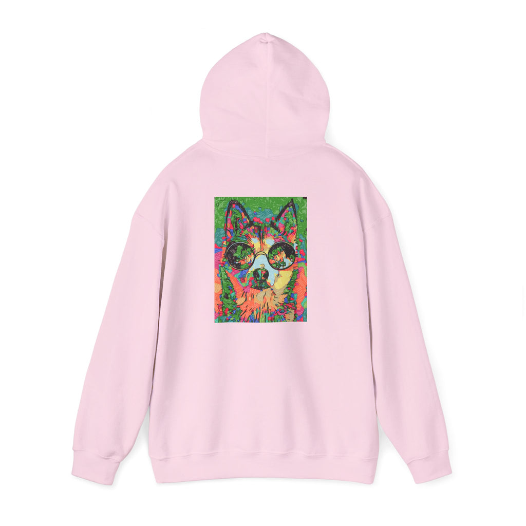 Psychedelic Husky Hoodie — Colorful Trippy Dog Art Pullover