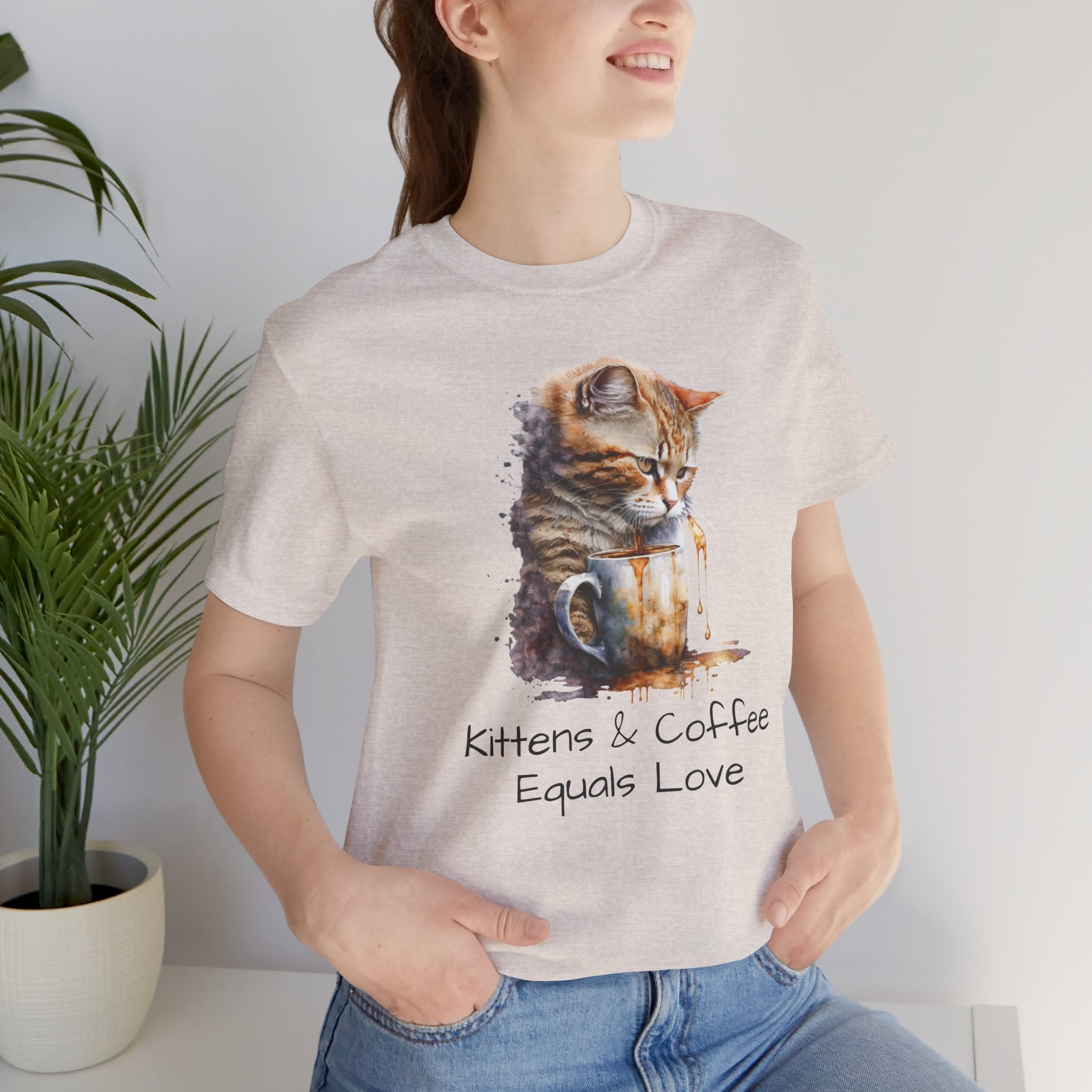 Cat & Coffee T-Shirt — "Kittens & Coffee Equals Love" Cute Cat Graphic Tee