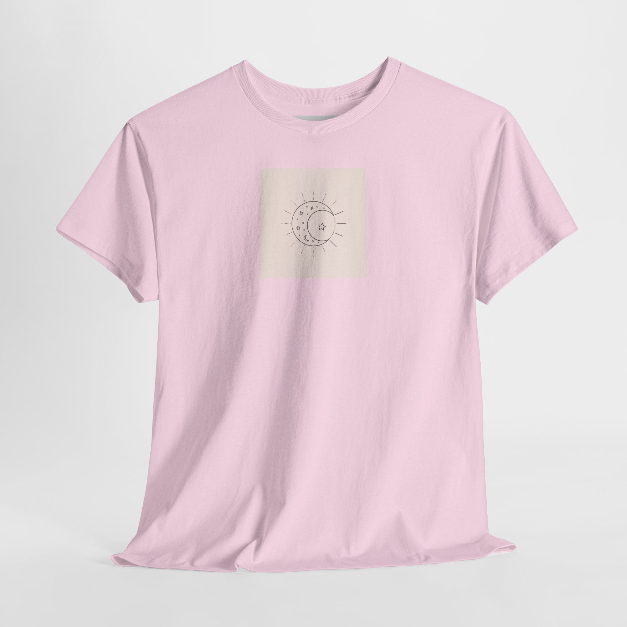 Sun & Moon Minimalist Tee — Celestial Line Art T-Shirt