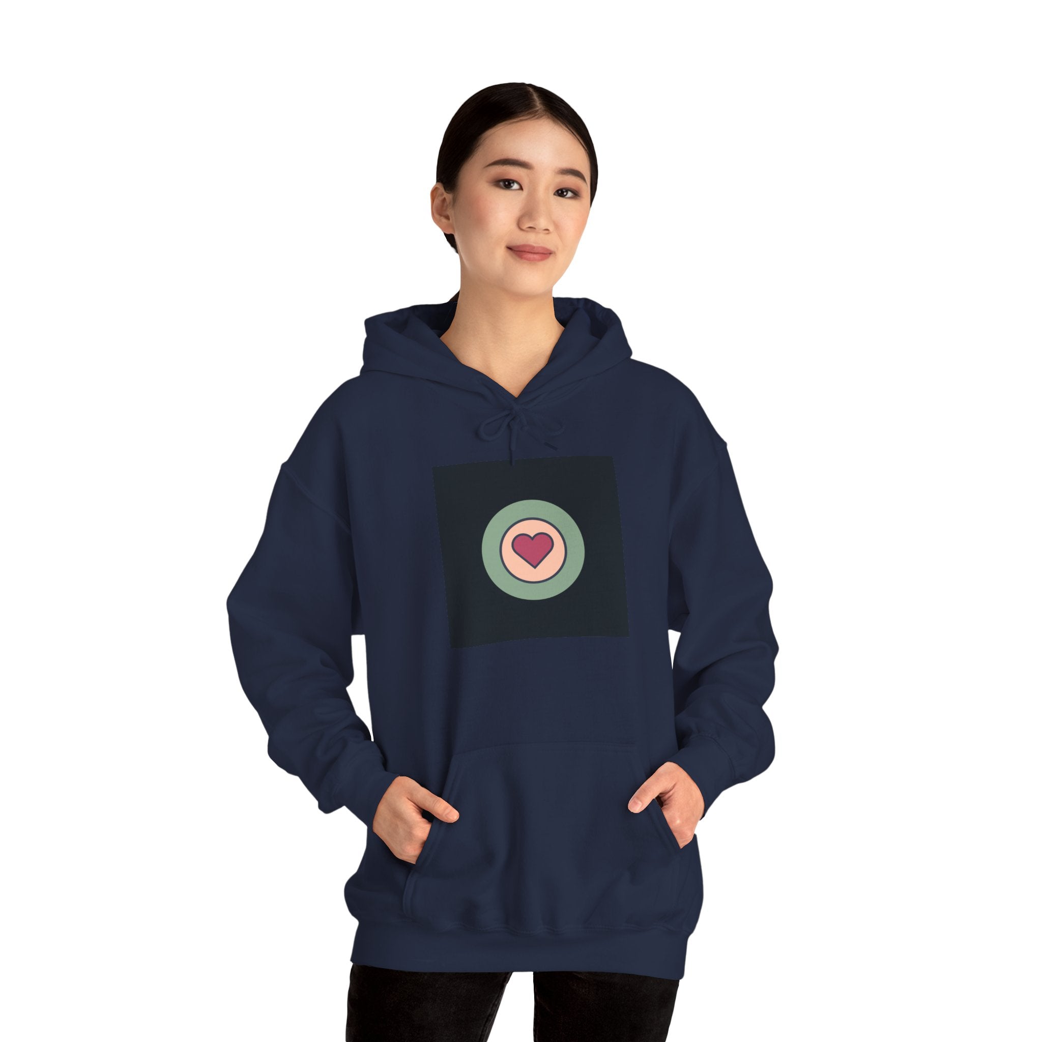 Retro Heart Target Hoodie — Vintage Pastel Heart Graphic Hooded Sweatshirt