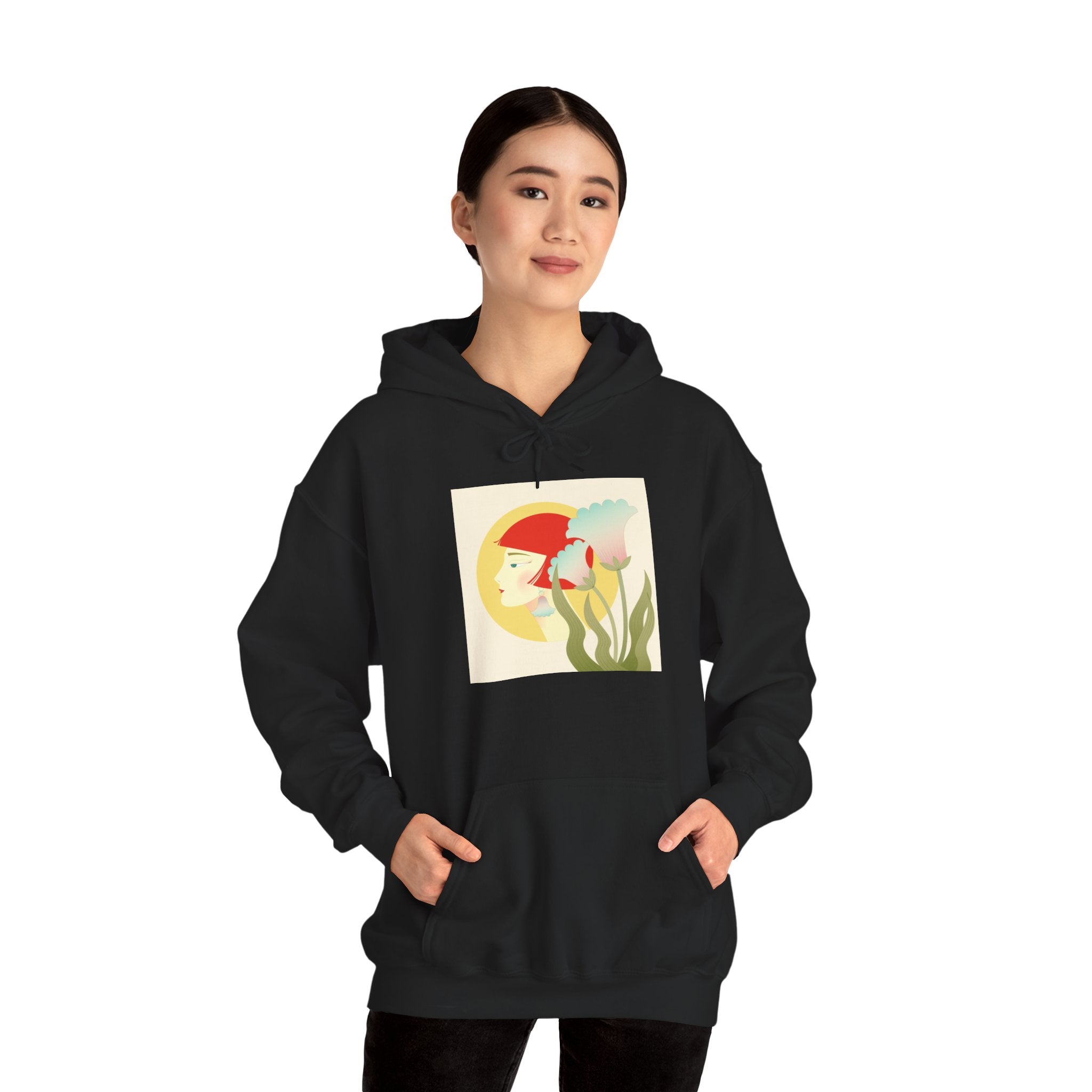 Koi Pond Art Hoodie — Pastel Fish & Lily Design