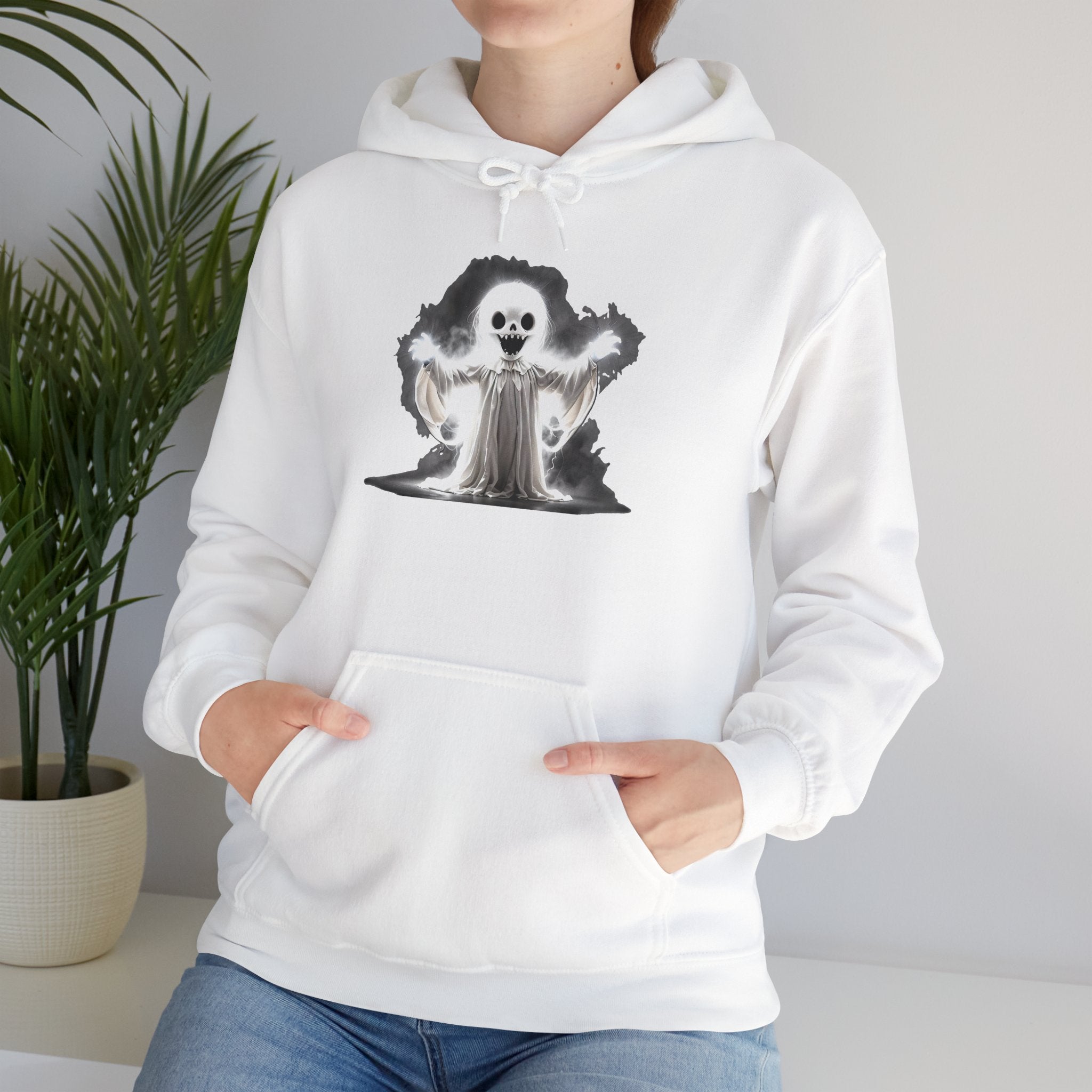 Ghostly Reaper Hoodie – Spooky Skeleton Spirit Graphic Hooded Sweatshirt