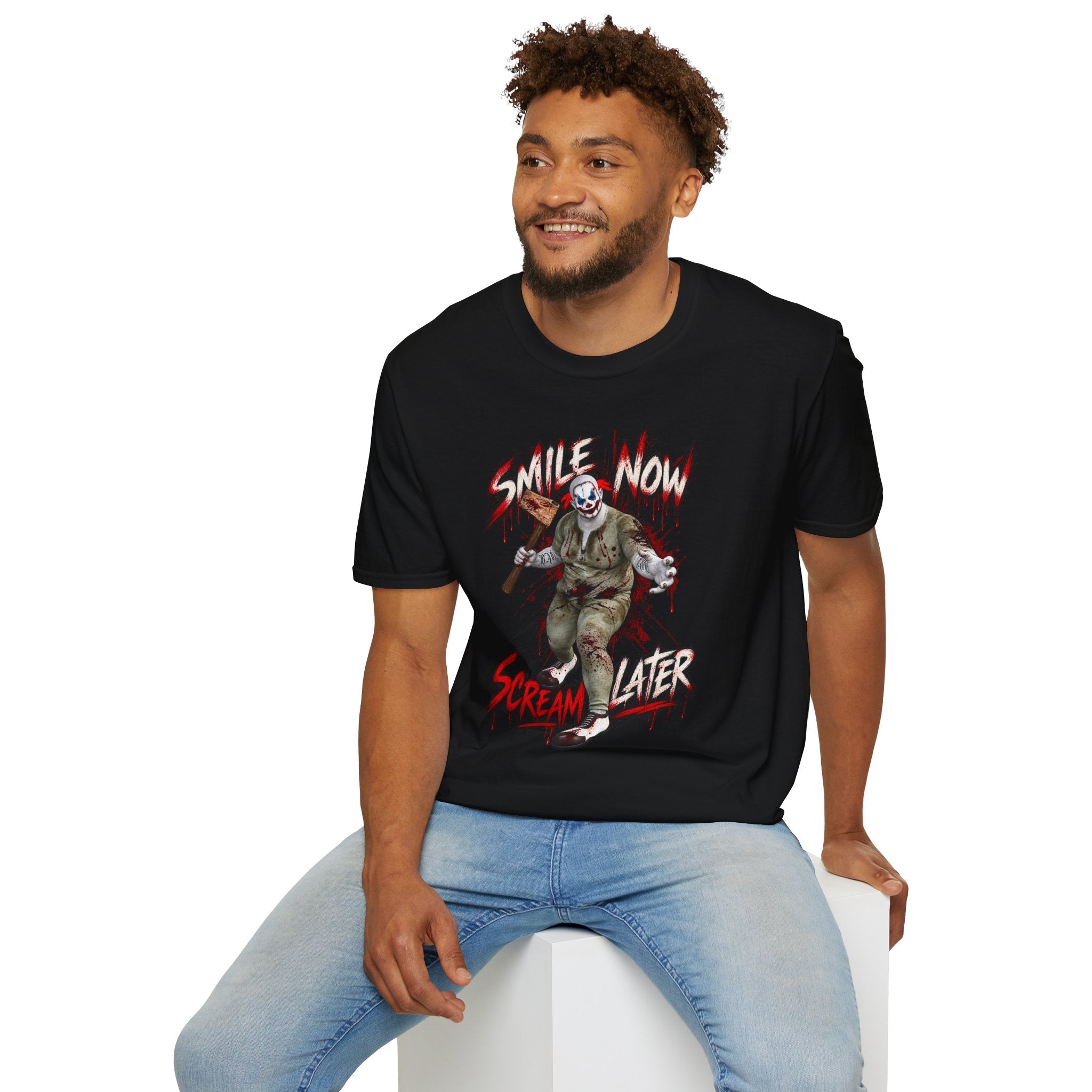 Smiles Now Scream Later T-Shirt — Creepy Clown Horror Graphic Tee