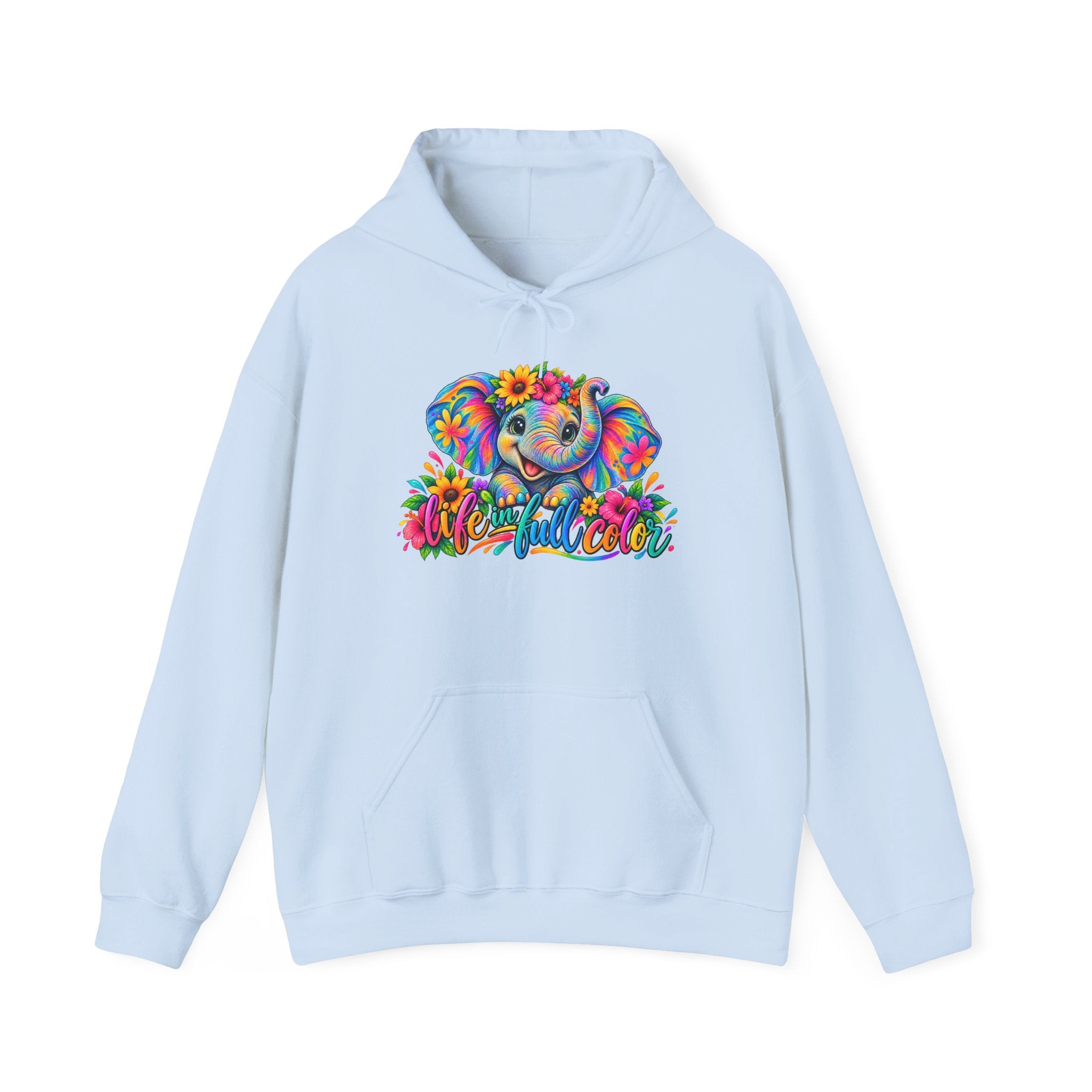 Elephant Flower Hoodie — Colorful Floral Elephant Graphic Sweatshirt