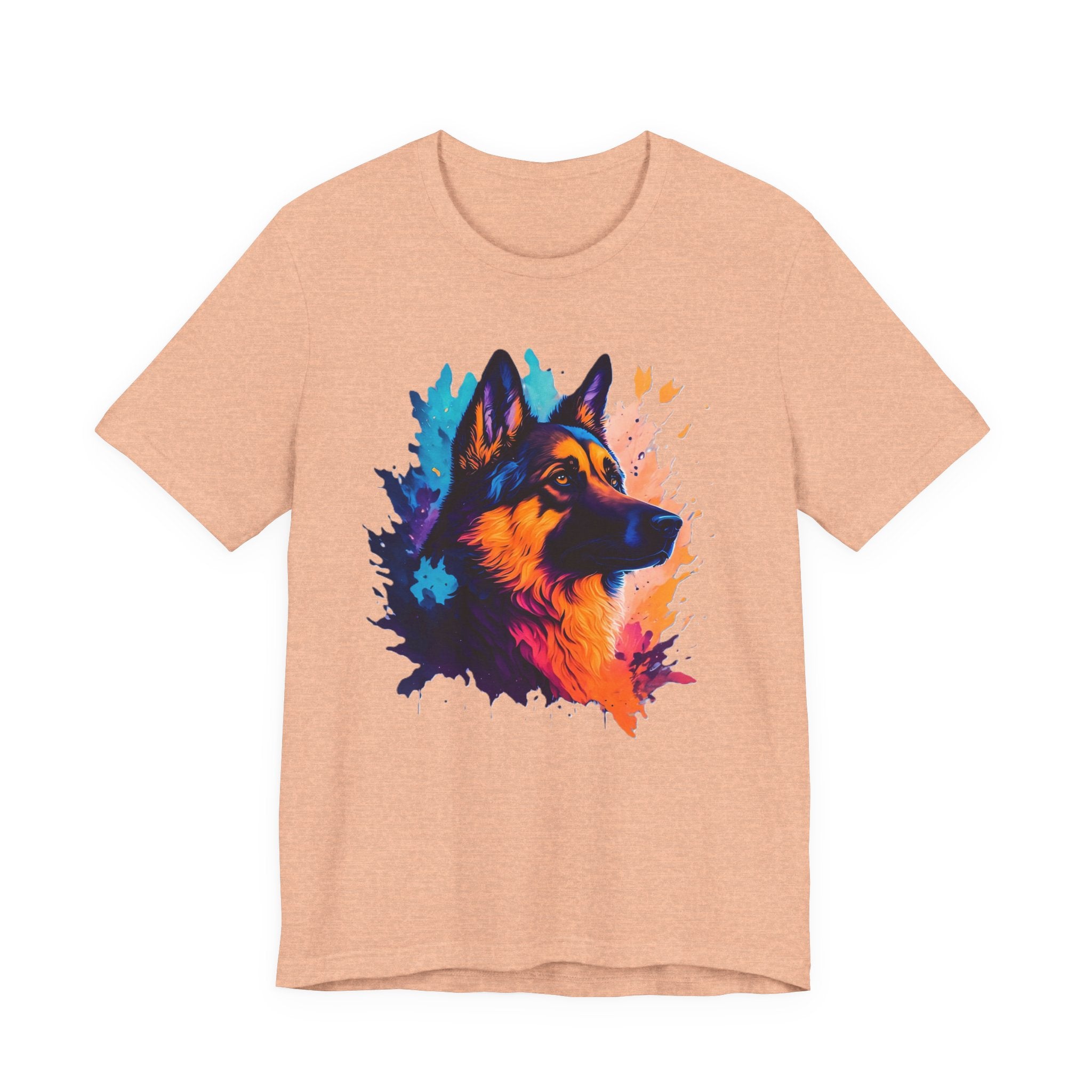 German Shepherd Splash Art Tee - Colorful Dog Portrait T-Shirt