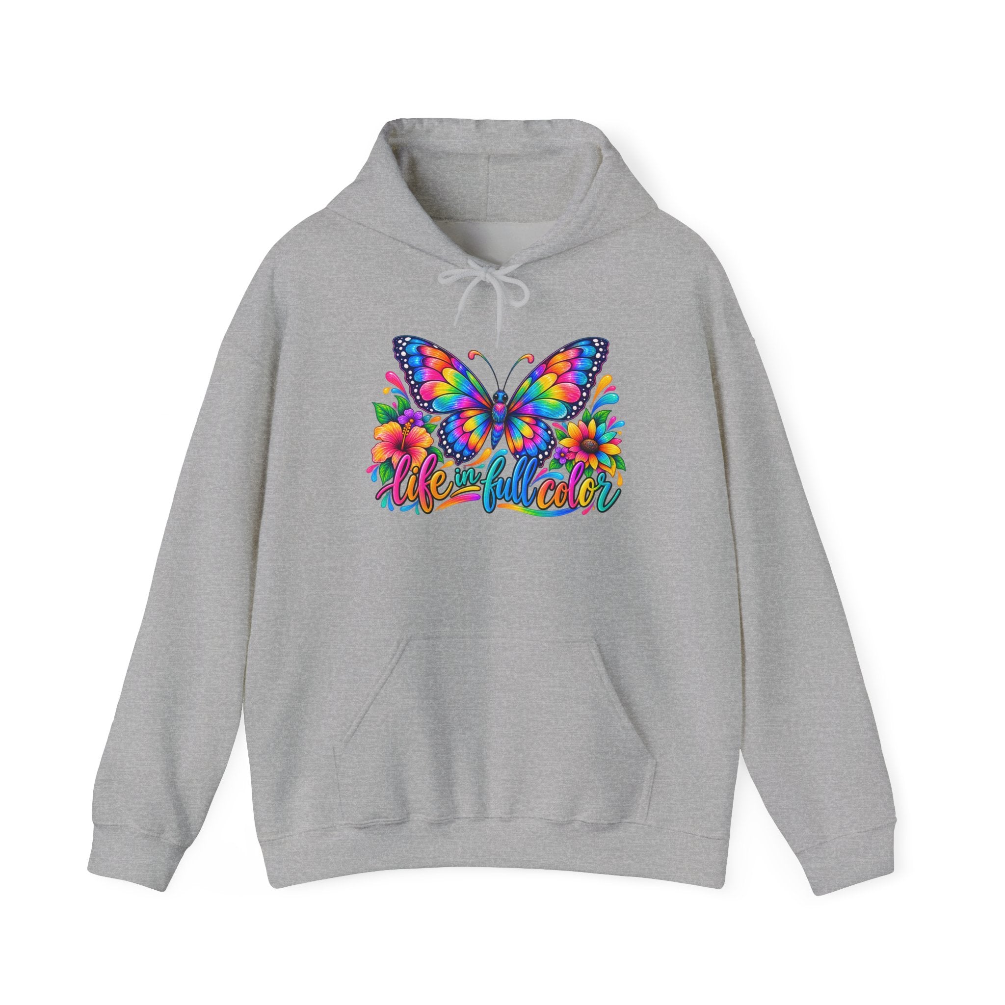 Butterfly Garden Hoodie - Colorful "Wonderful" Floral Graphic Sweatshirt
