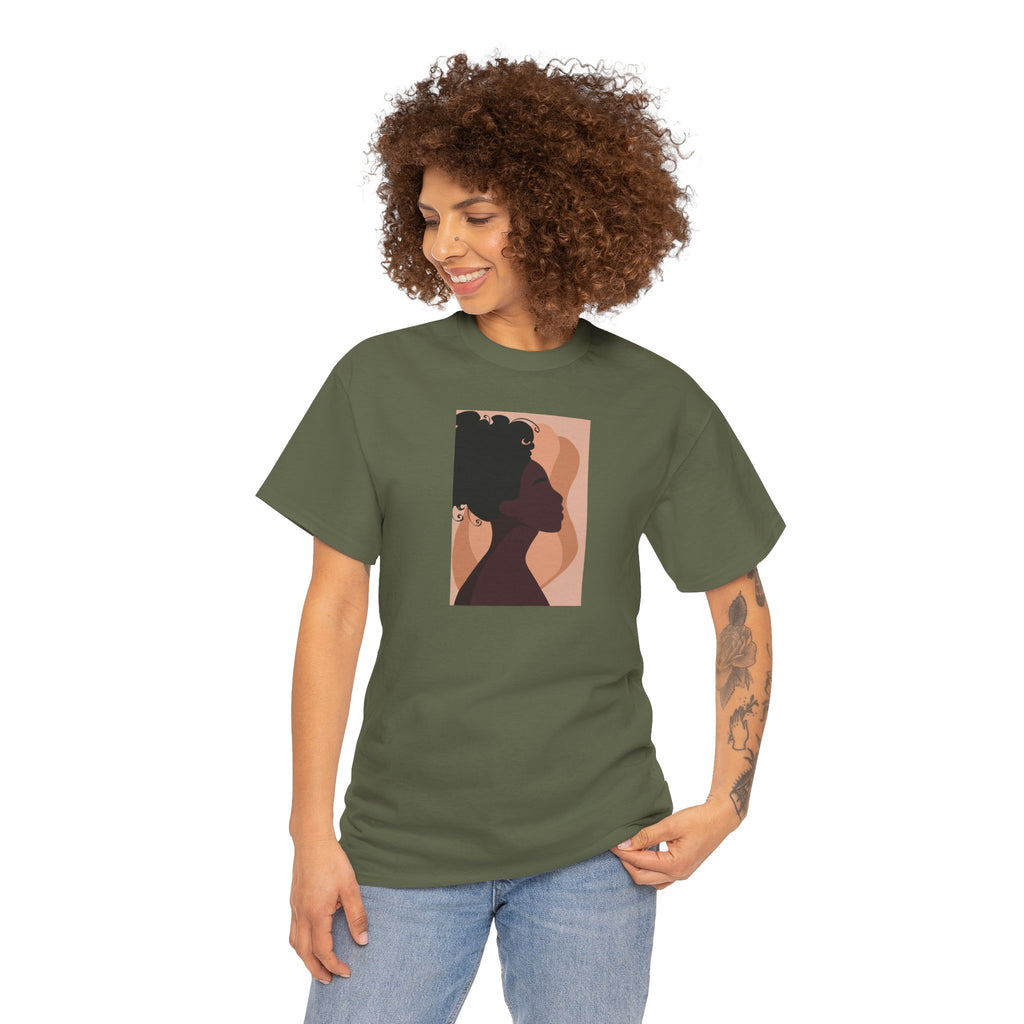 Women’s Silhouette Tee - Minimalist Afro Portrait Graphic Shirt