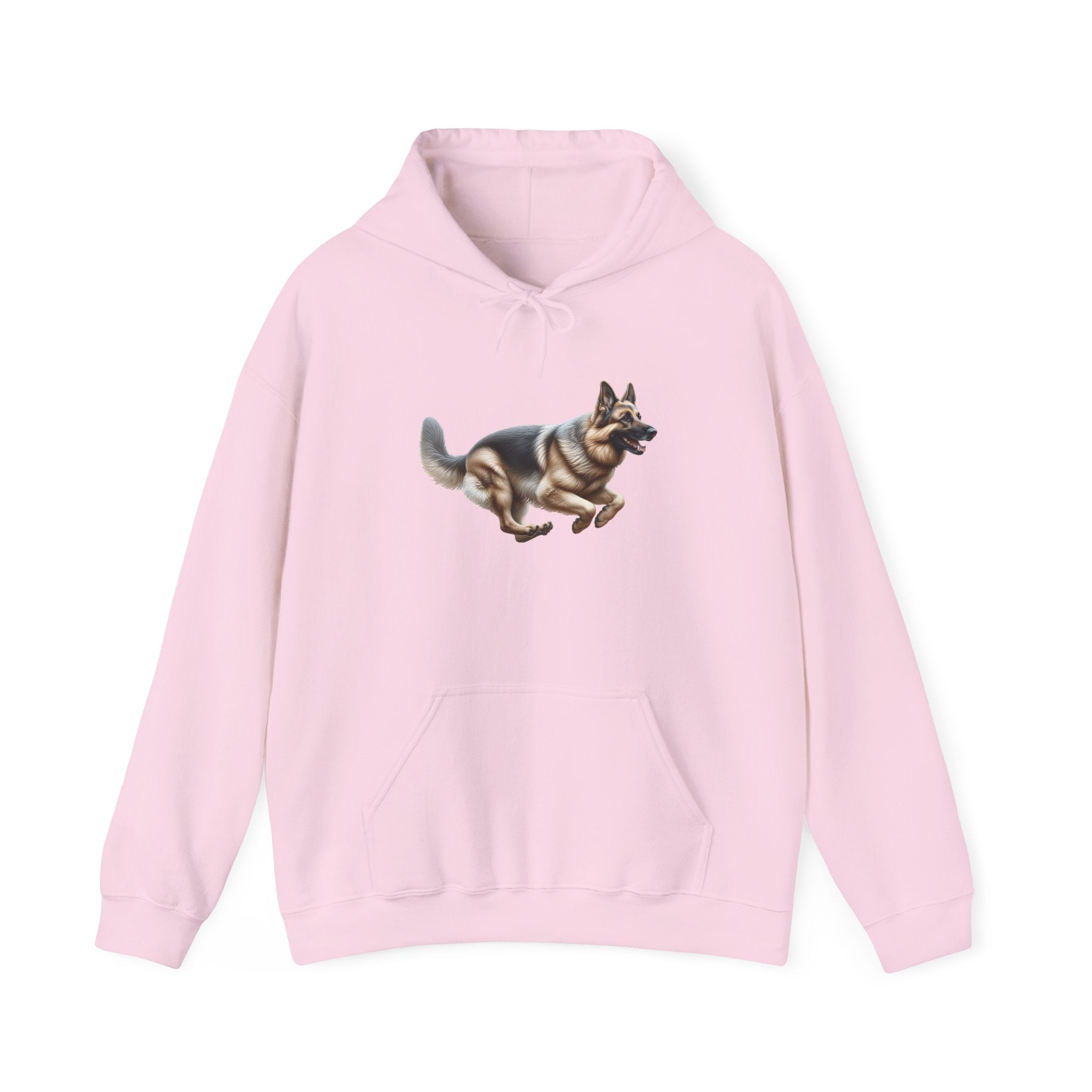 German Shepherd Running Hoodie — Realistic Dog Graphic Sweatshirt
