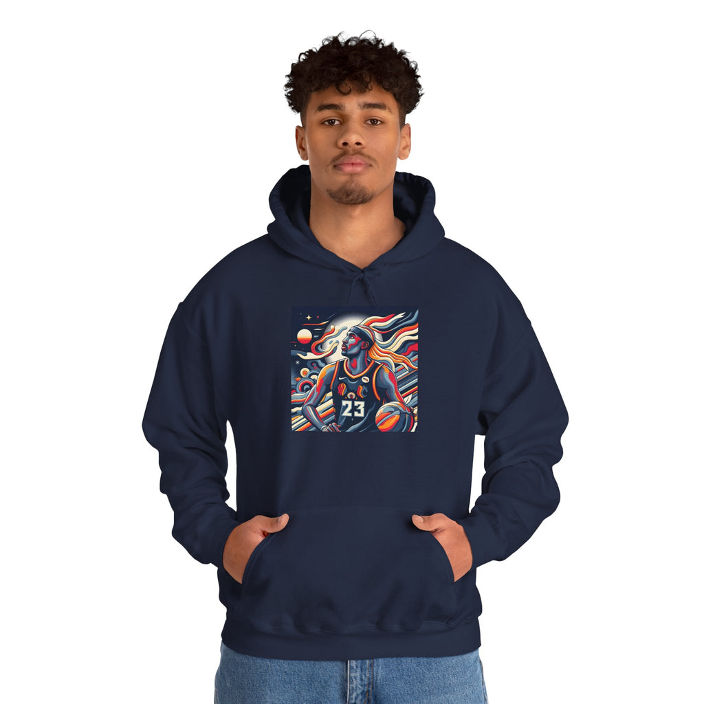 Basketball Player Art Hoodie - Retro 23 Cosmic Court Graphic Sweatshirt