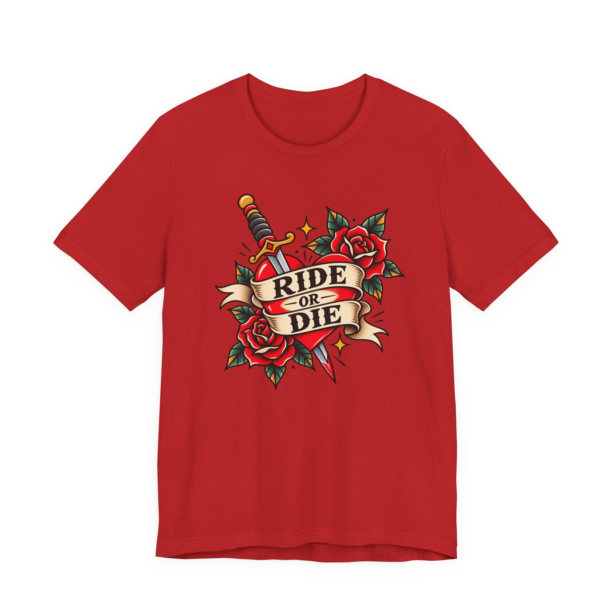 Ride or Die Tattoo Tee — Vintage Dagger & Roses Graphic T-Shirt