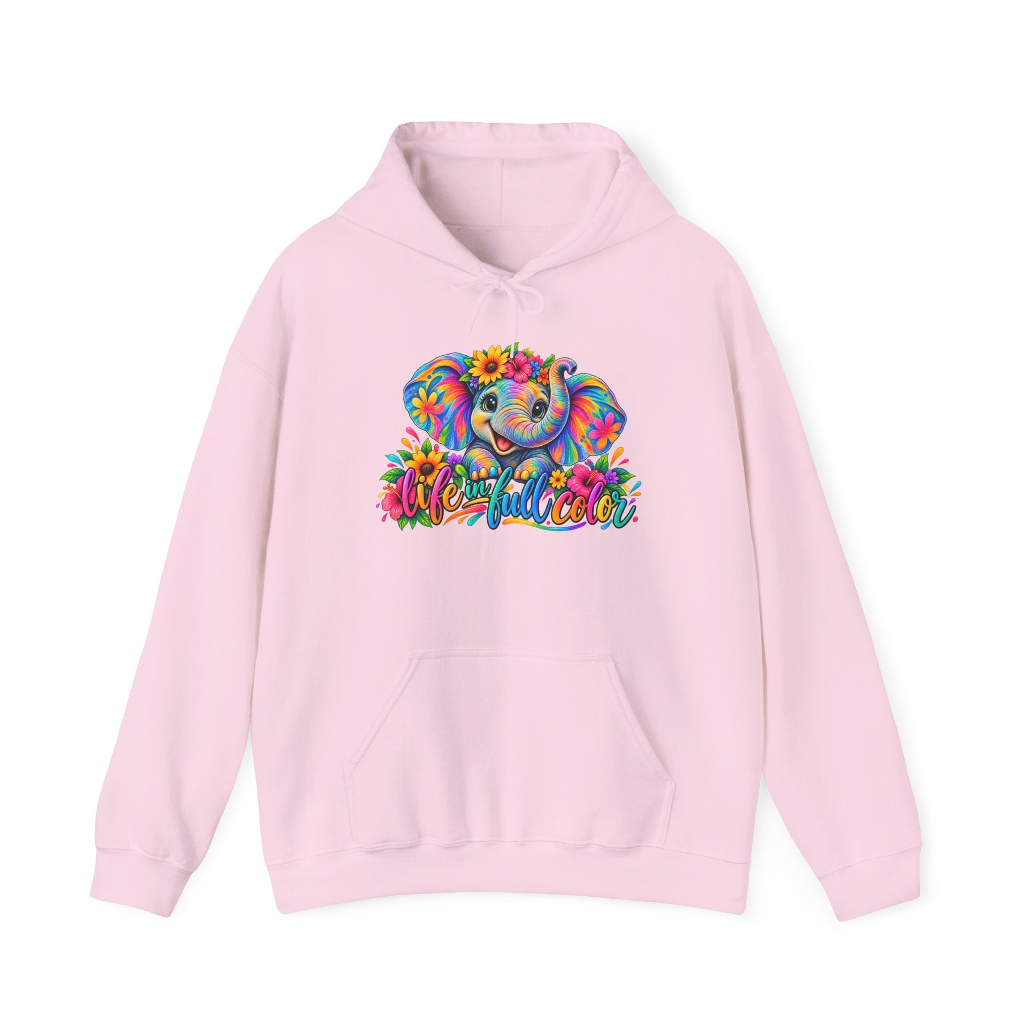 Elephant Flower Hoodie — Colorful Floral Elephant Graphic Sweatshirt
