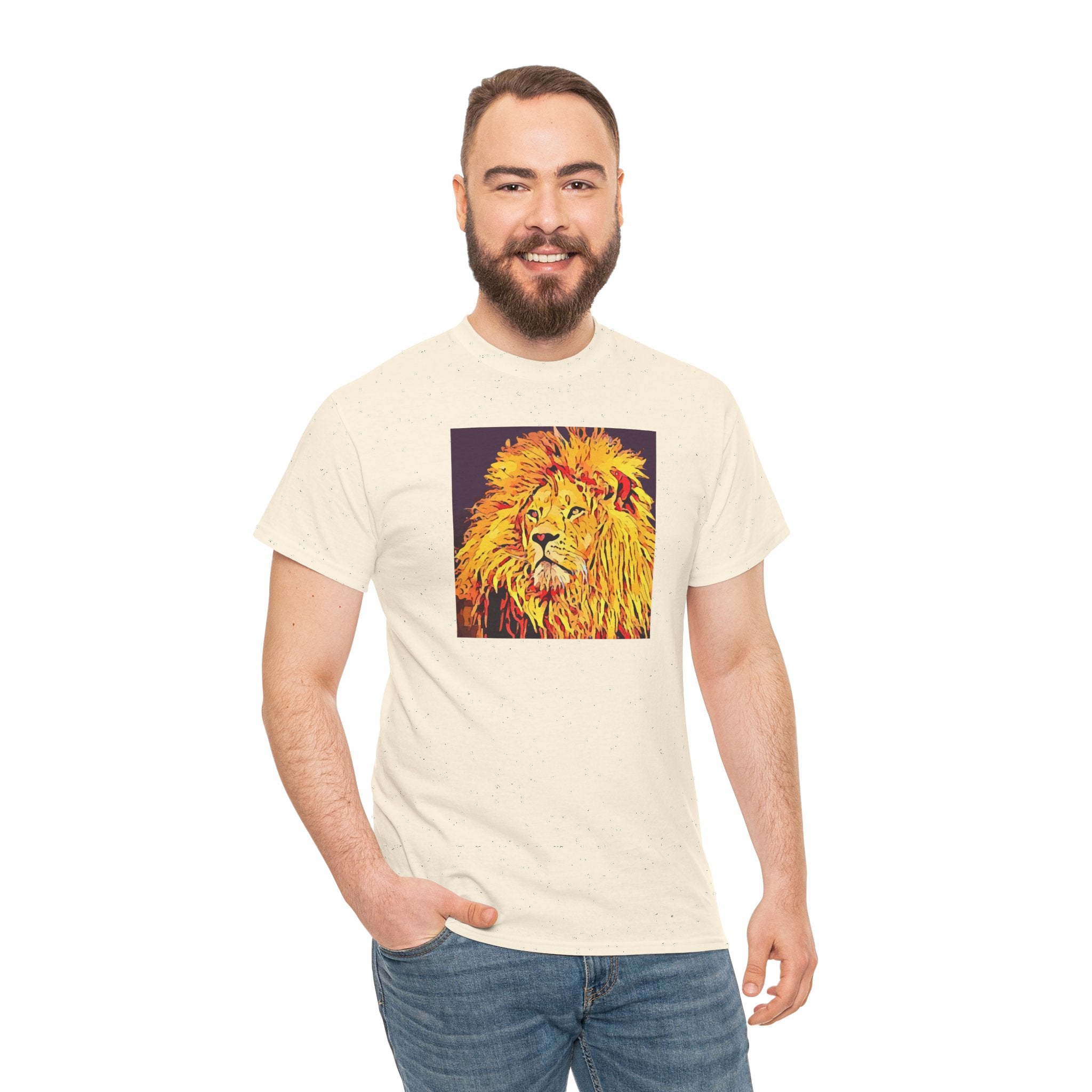 Lion Portrait T-Shirt — Vibrant Pop Art Lion Graphic Tee