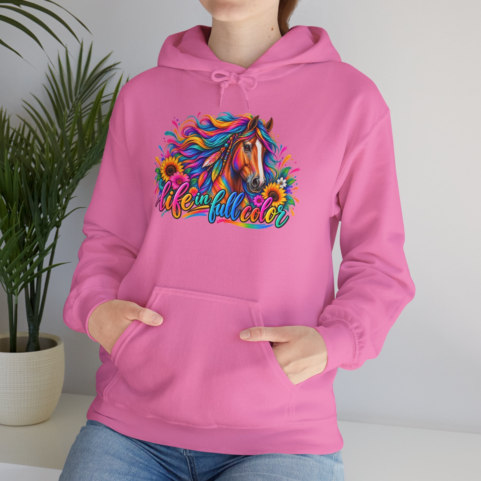 Colorful Horse Hoodie - "Wonderful Color" Rainbow Stallion Pullover