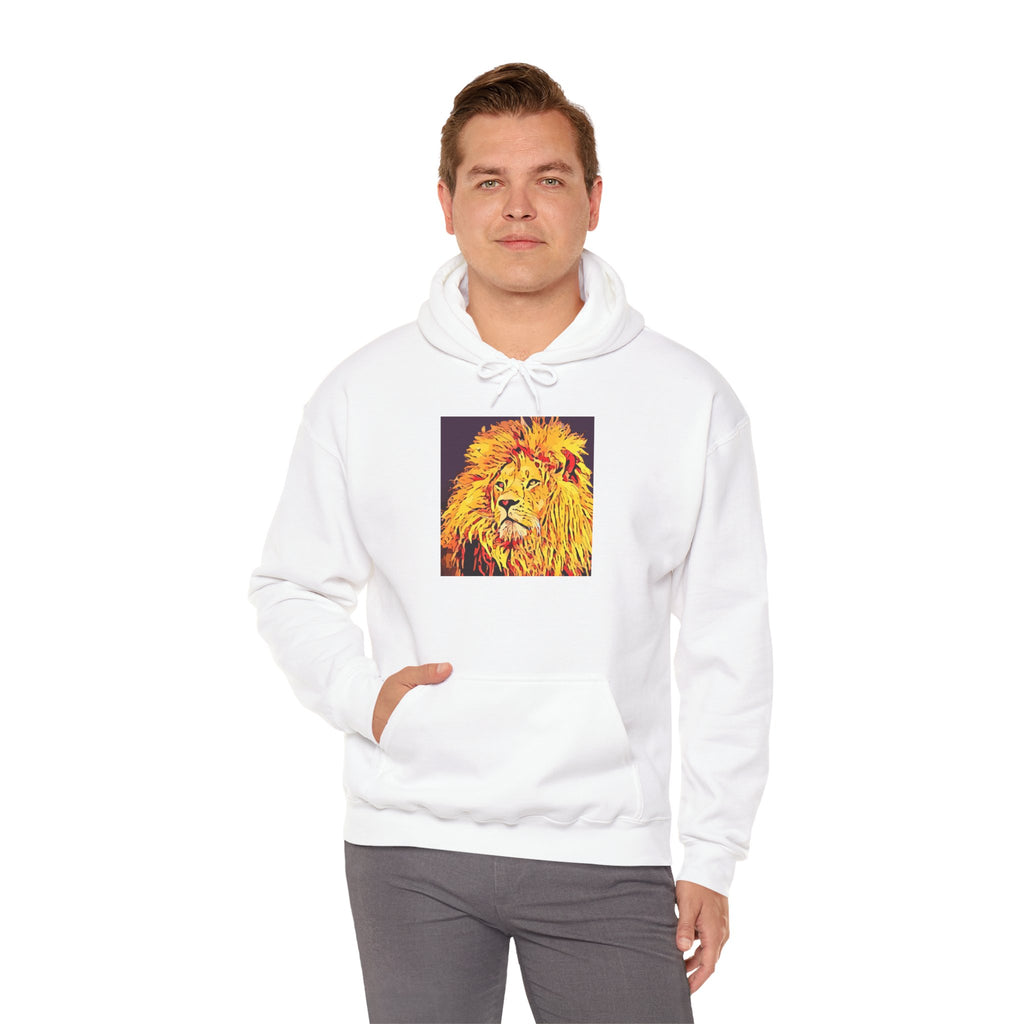 Lion Portrait Hoodie — Vibrant Yellow Pop-Art Lion Design