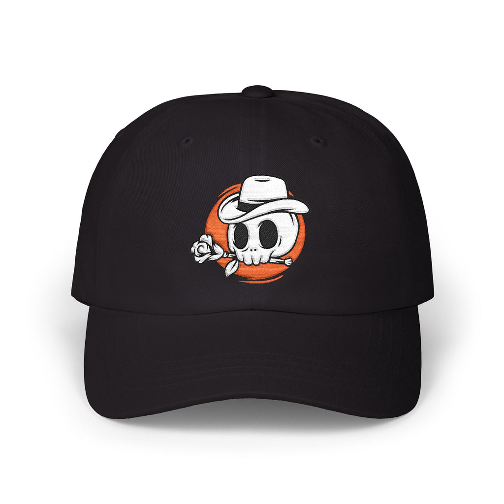 Dad Cap — Cowboy Skull with Rose Embroidered Hat Logo