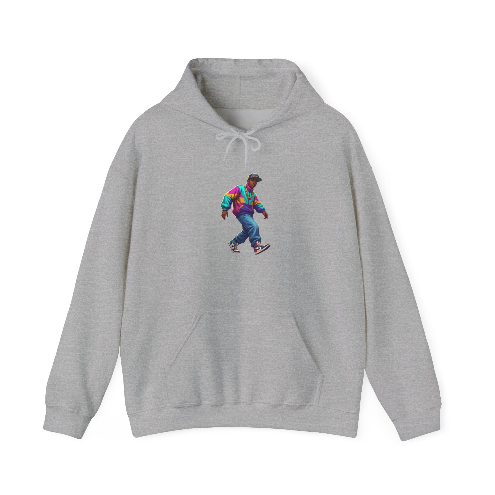 Retro Skateboarder Hoodie — Colorful 90s Skate Crew Pullover