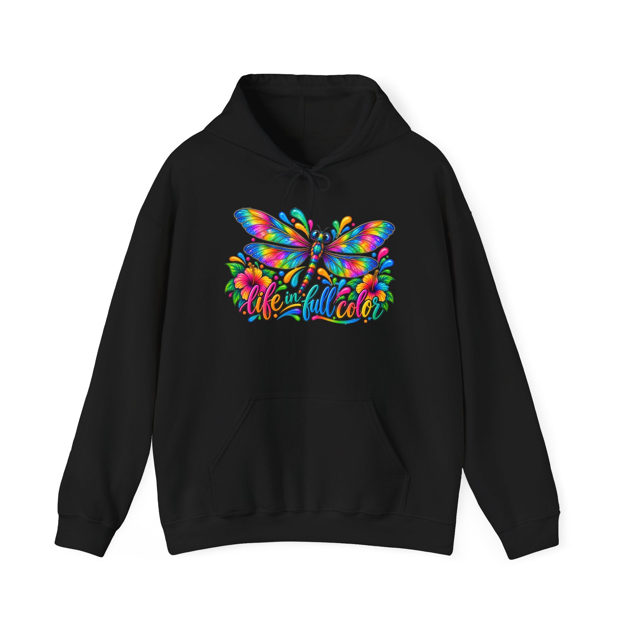 Hoodie — Colorful Rainbow Dragonfly "Colorful" Graphic Pullover