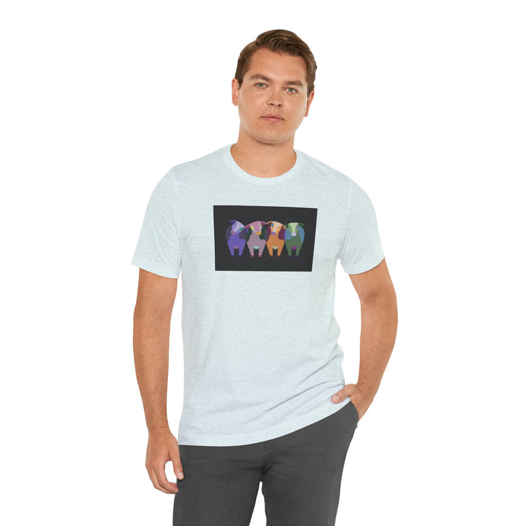 Colorful Buffalo Herd Tee — Geometric Bison Art T-Shirt
