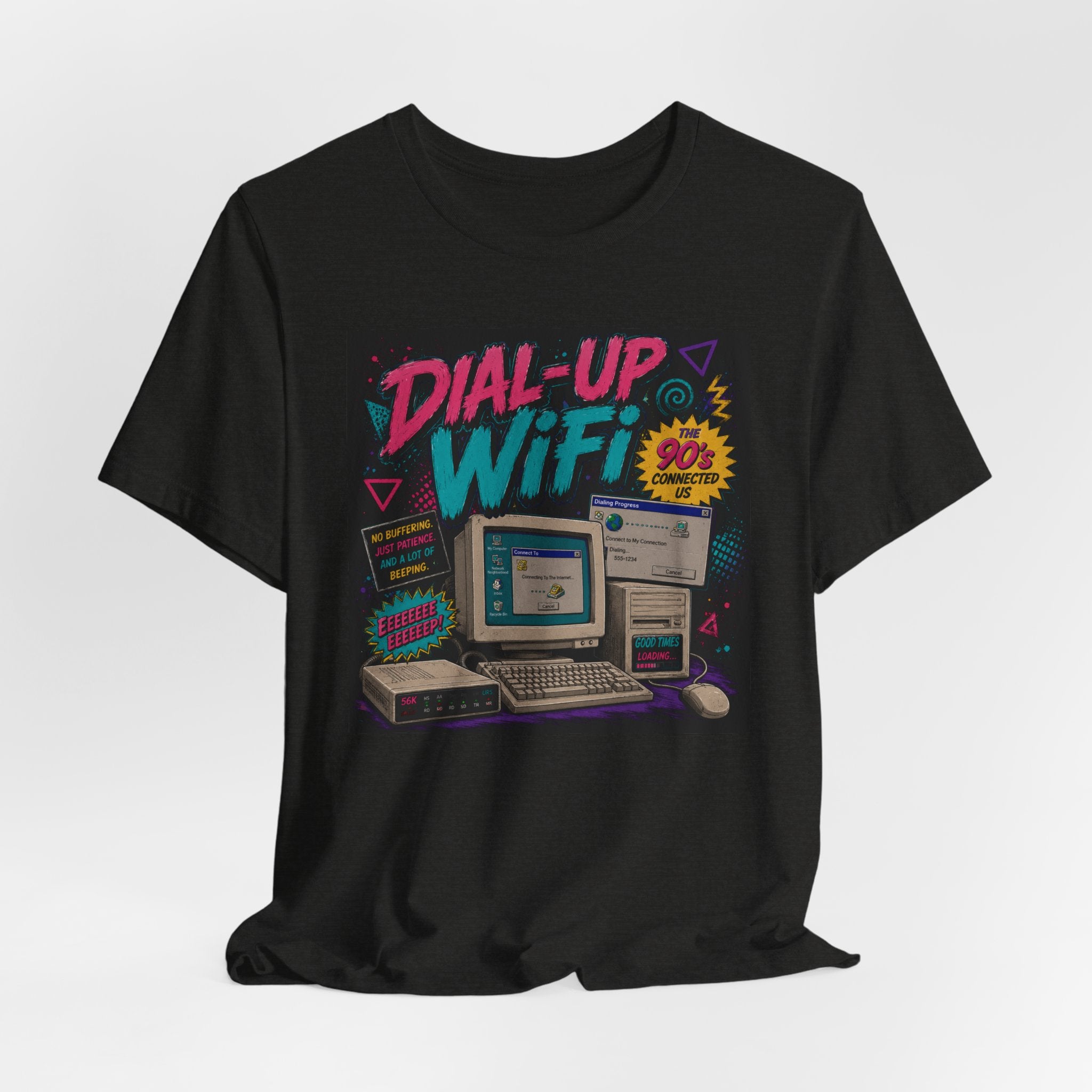 Retro Tech T‑Shirt — "Dial‑Up WiFi" 90s Computer Vintage Graphic Tee