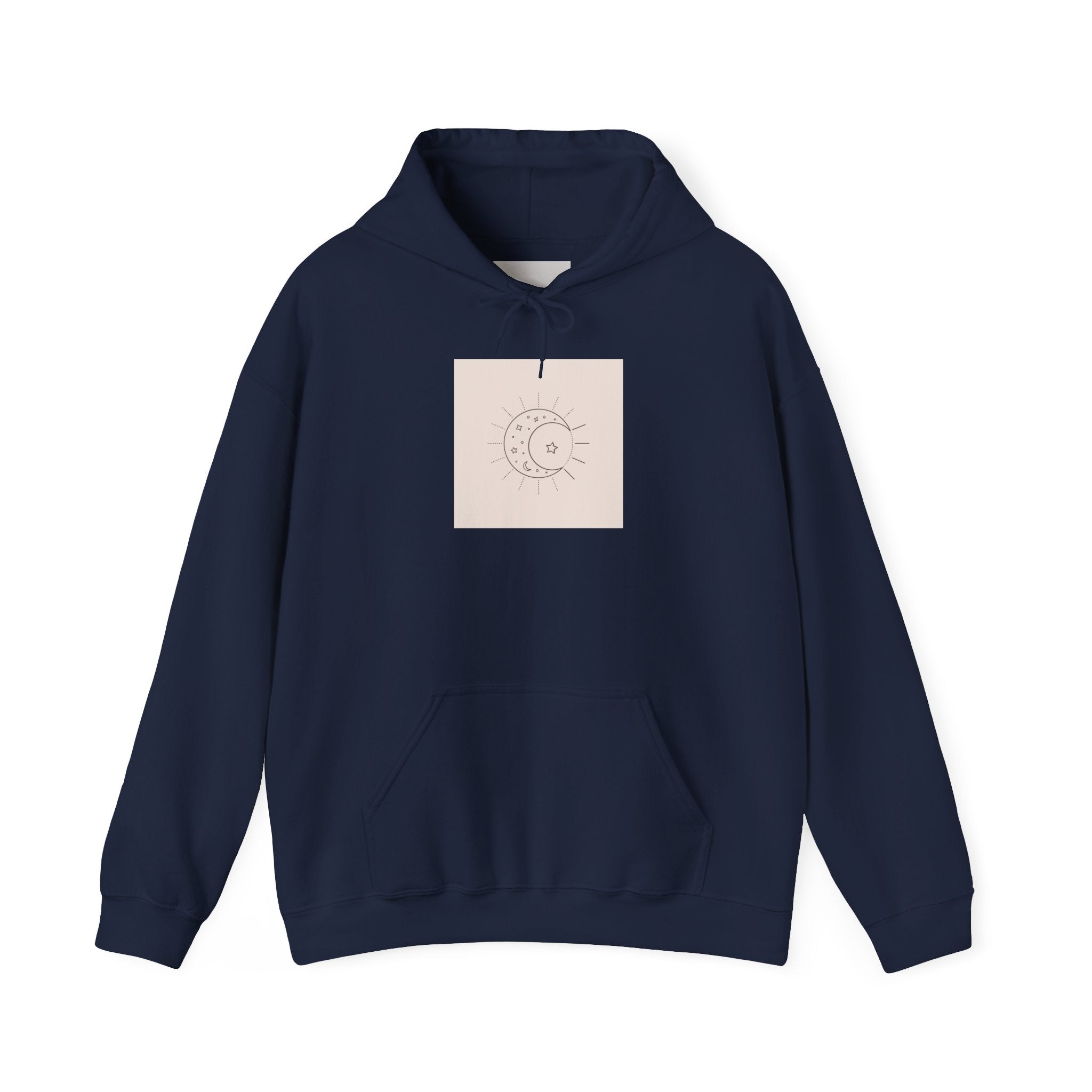 Celestial Moon & Sun Hoodie — Minimal Boho Spiritual Graphic Sweatshirt