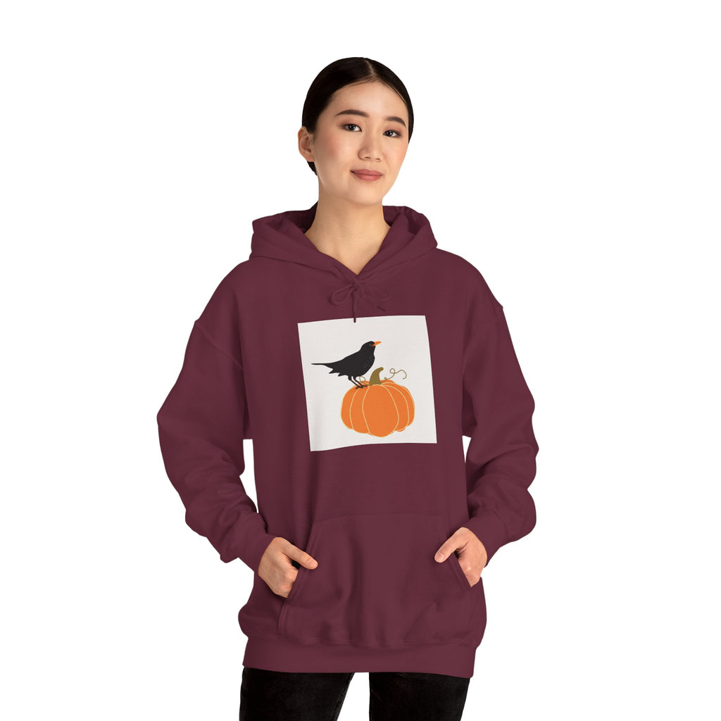 Halloween Crow on Pumpkin Hoodie