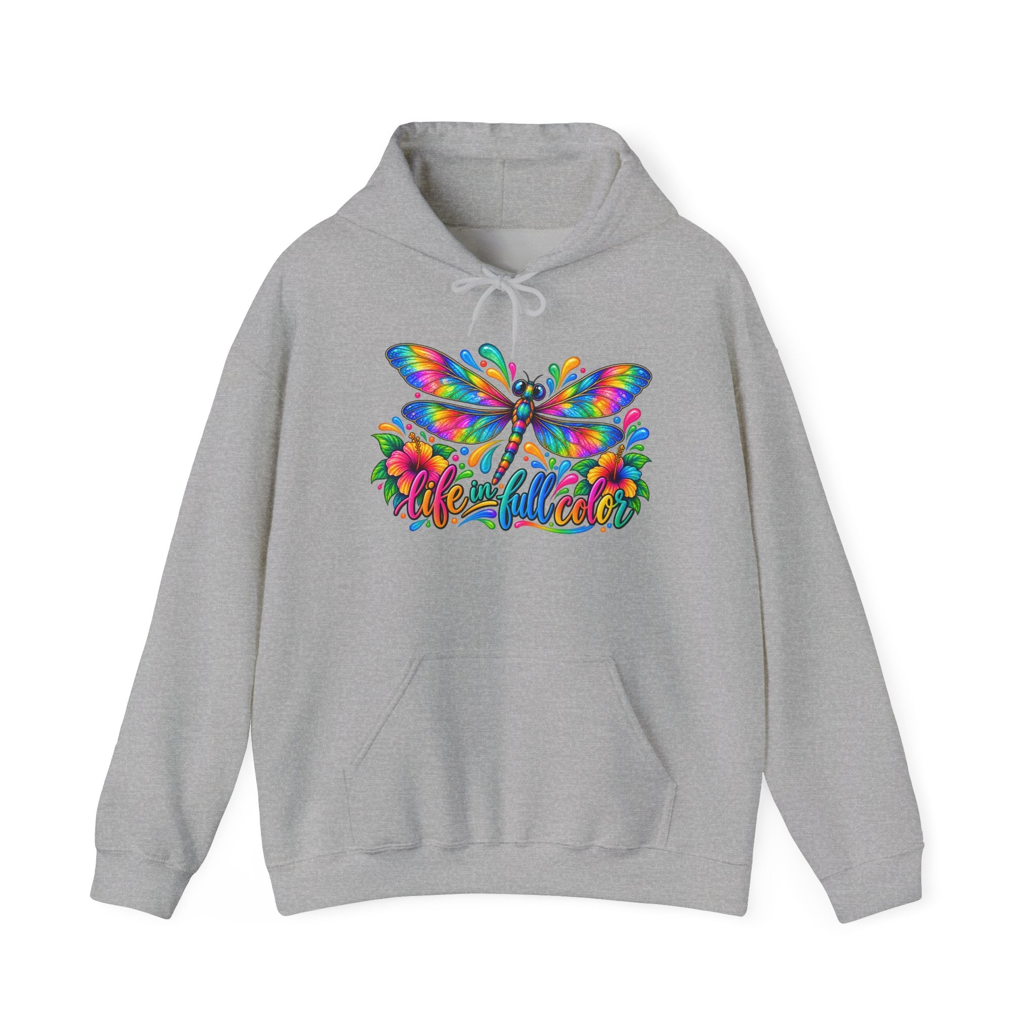 Hoodie — Colorful Rainbow Dragonfly "Colorful" Graphic Pullover