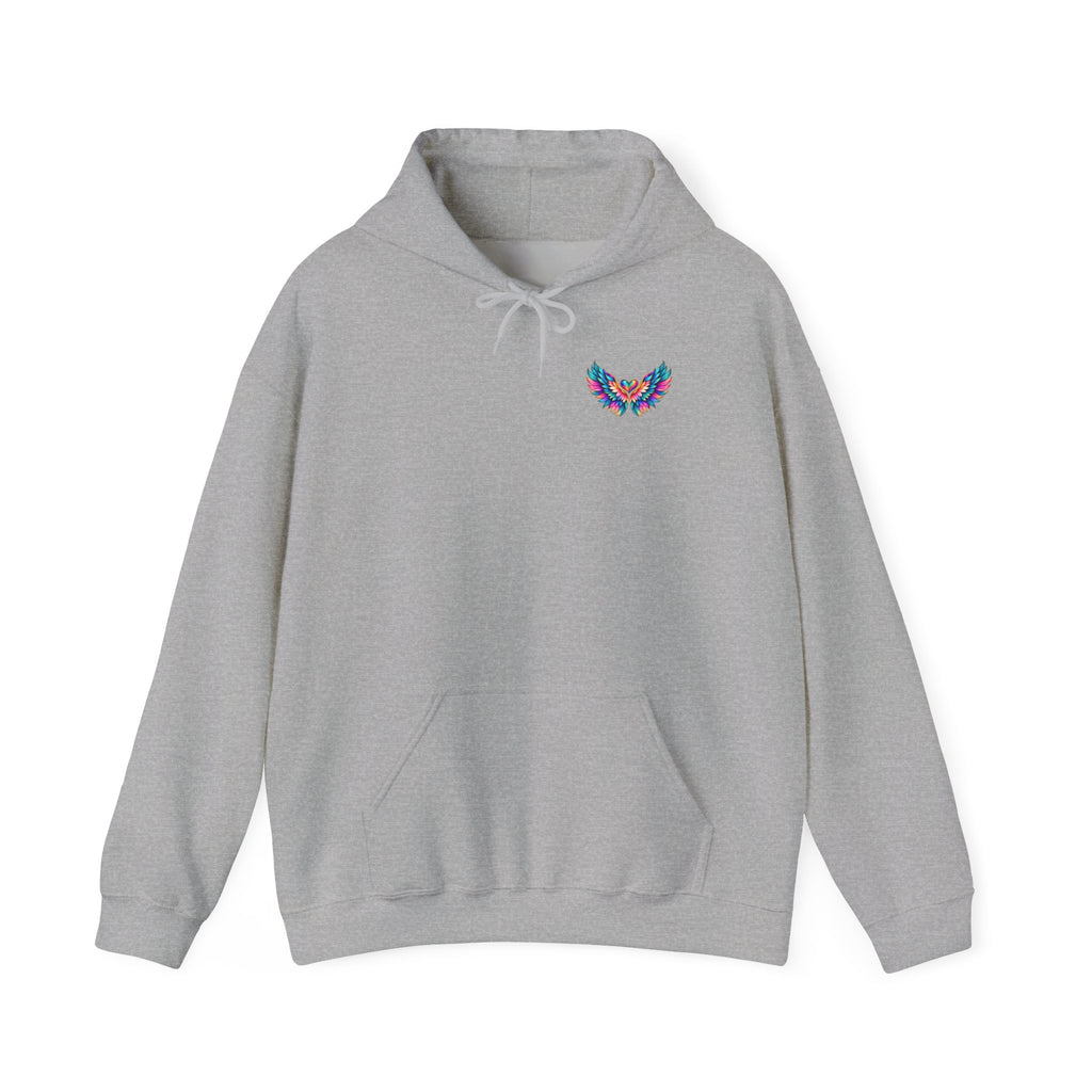 Winged Inspiration Hoodie — "Spread Your Wings" Colorful Angel Wings Graphic