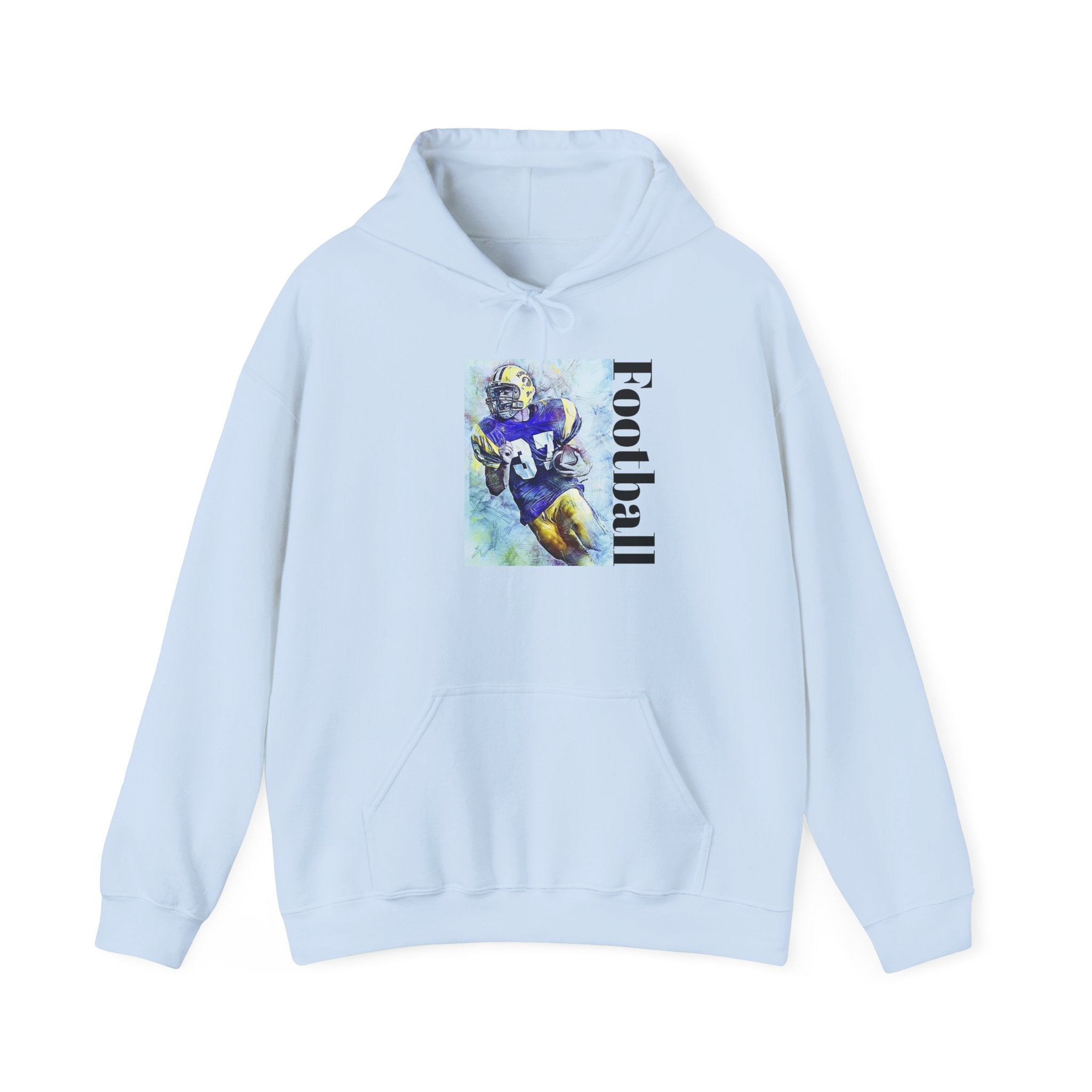 Football Player Watercolor Hoodie – Vintage Gridiron Sports Sweatshirt