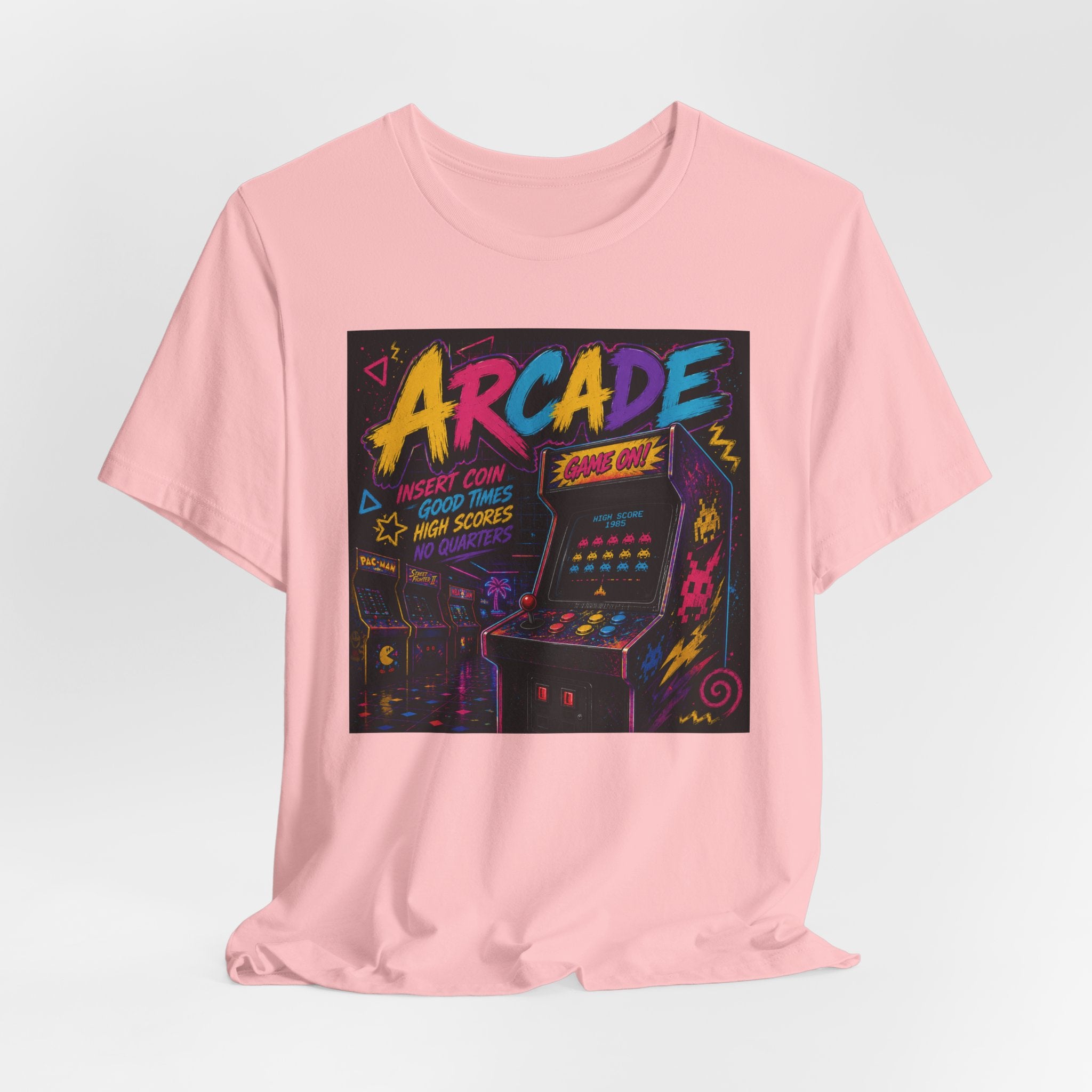 Arcade Retro Tee — Neon Game Room Graphic Shirt