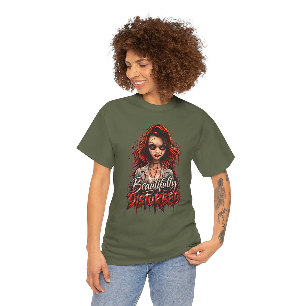 T-Shirt — "Beautifully Disturbed" Gothic Doll Graphic Tee