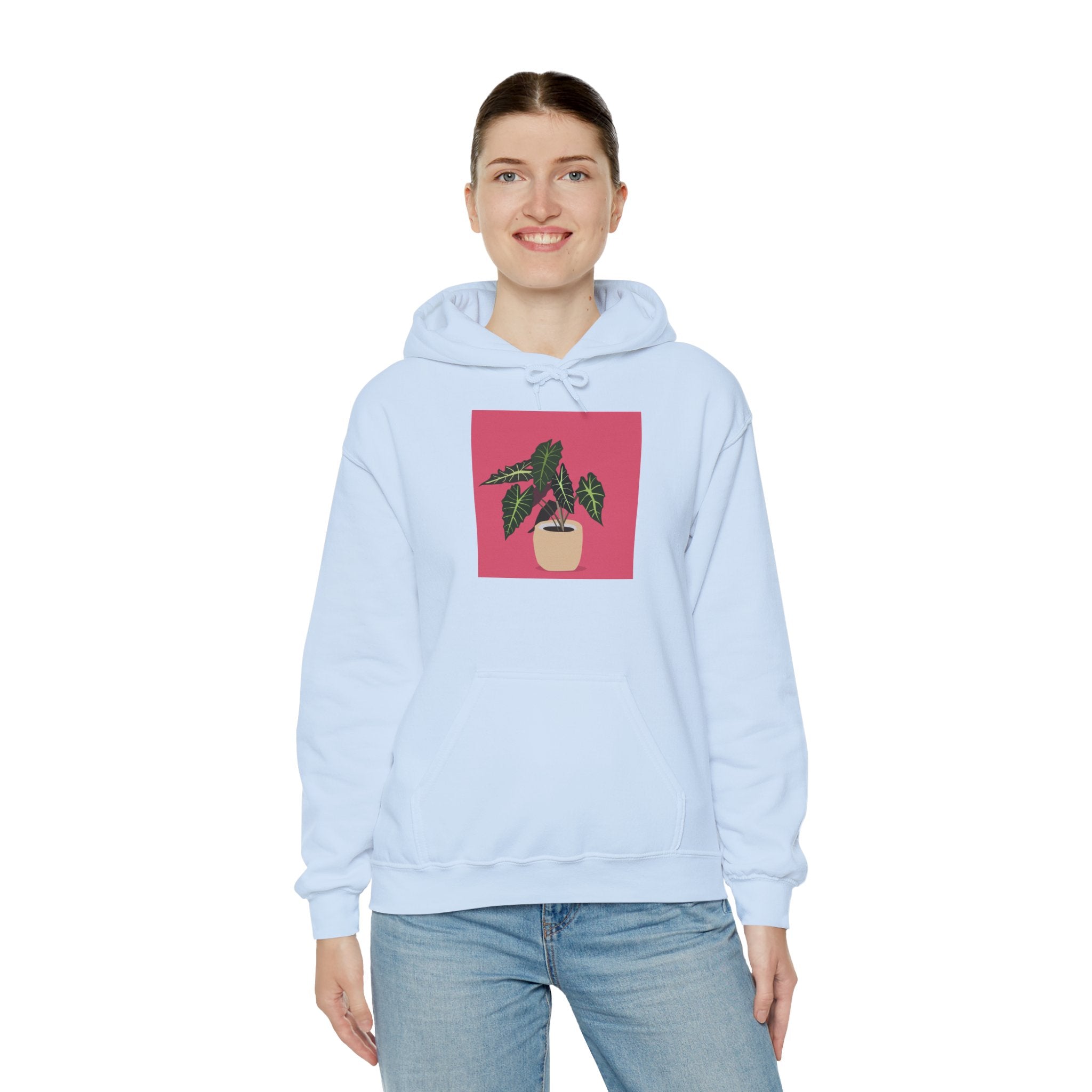 Potted Plant Hoodie – Pink Square Calathea Graphic Sweatshirt