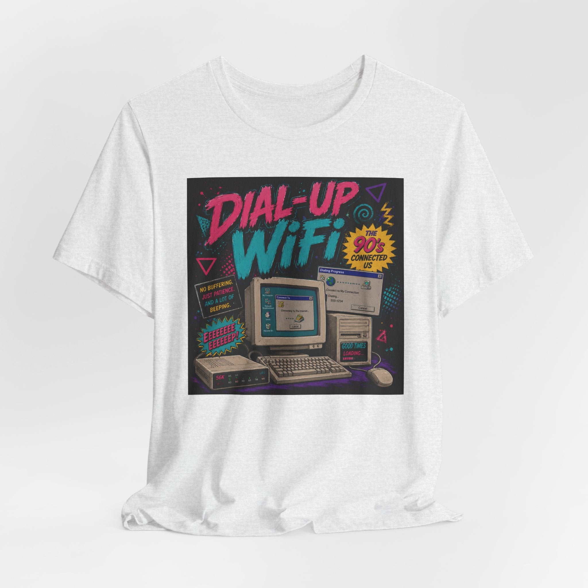 Retro Tech T‑Shirt — "Dial‑Up WiFi" 90s Computer Vintage Graphic Tee