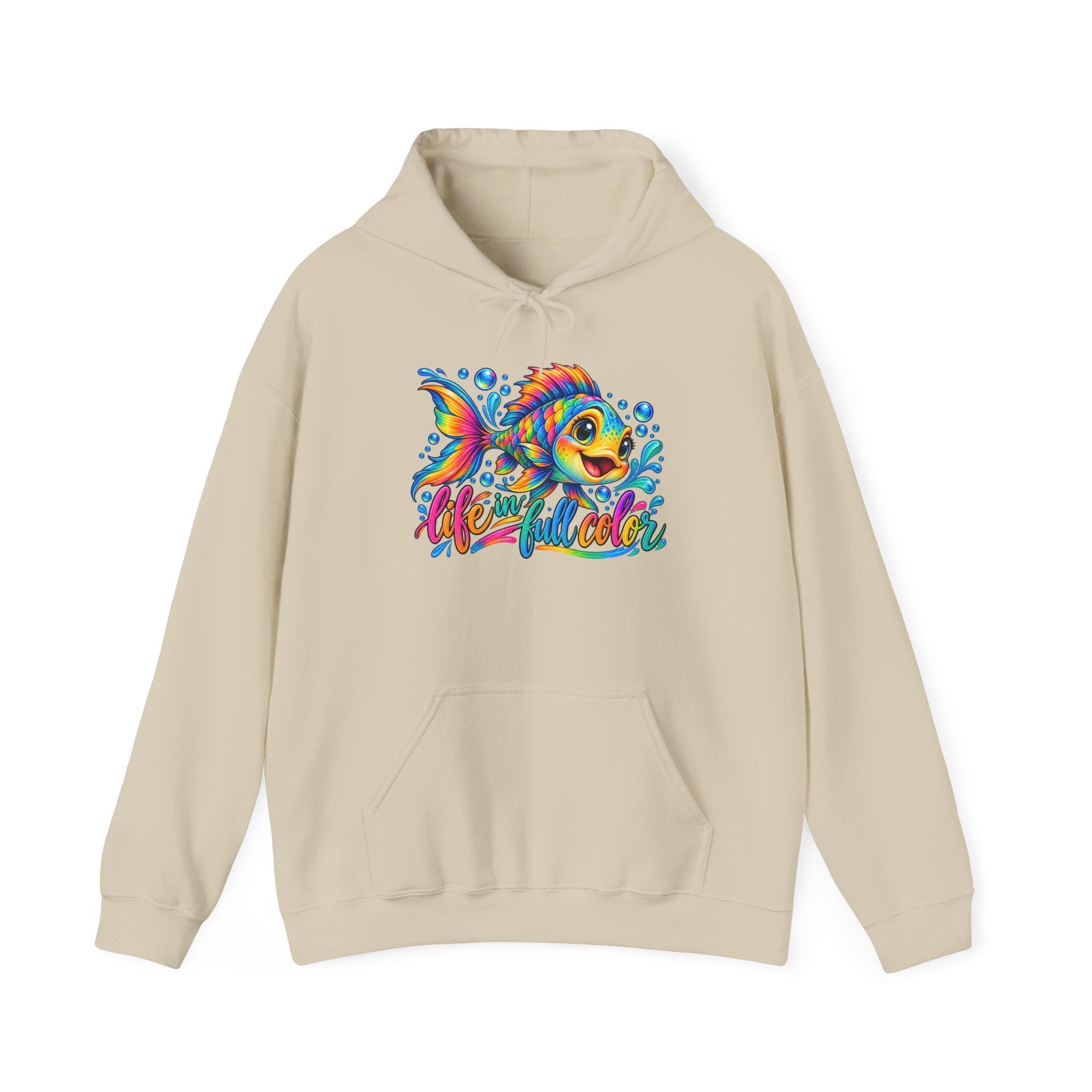 Colorful Fish Hoodie — Vibrant 'Reel Frosted' Fishing Crew Sweatshirt