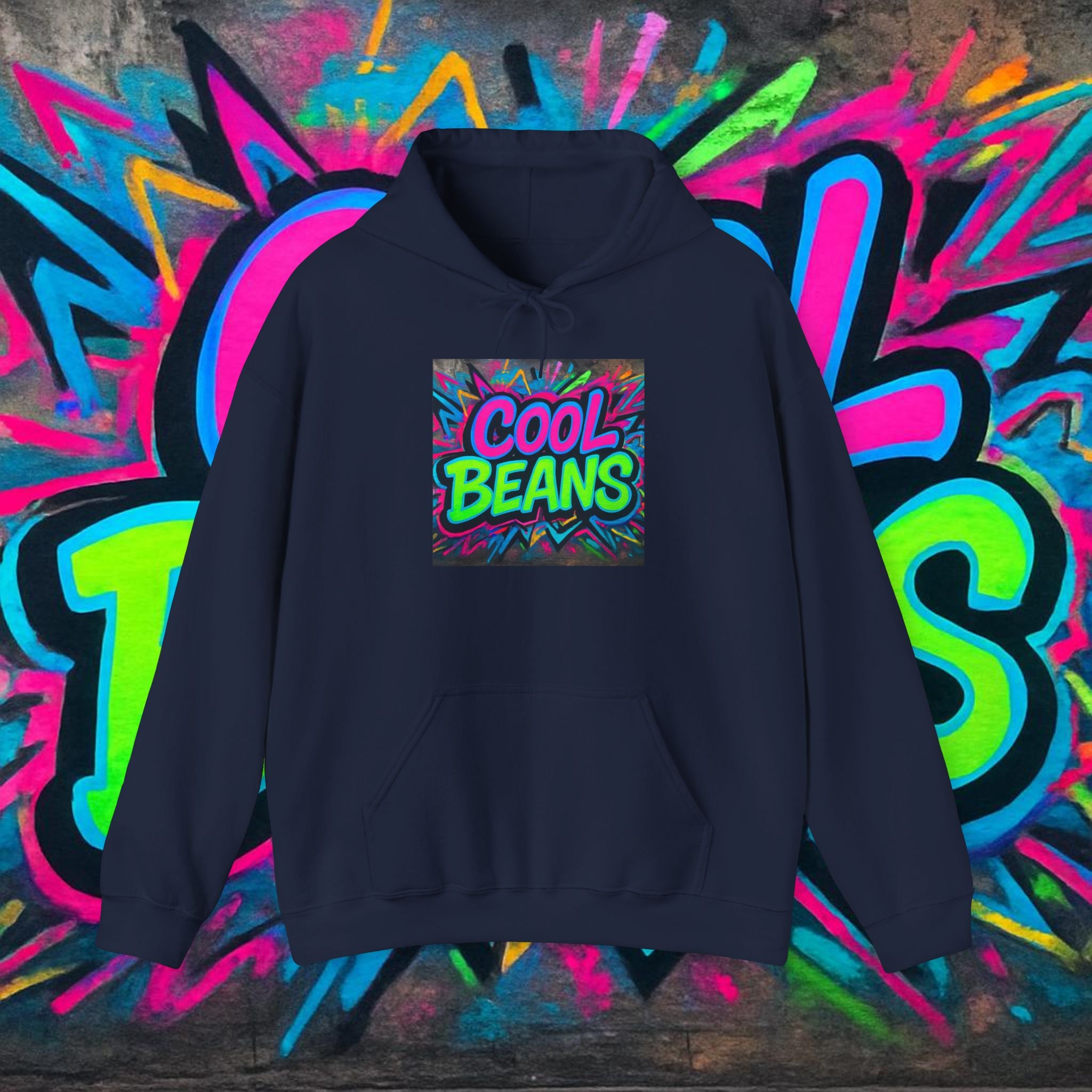 Cool Beans Hoodie — Retro Neon Graffiti Streetwear Pullover