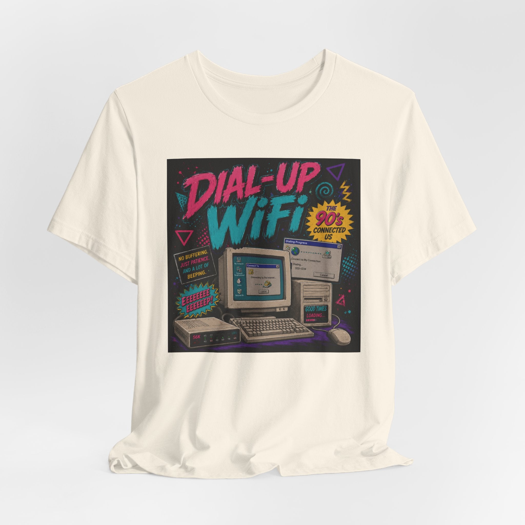 Retro Tech T‑Shirt — "Dial‑Up WiFi" 90s Computer Vintage Graphic Tee