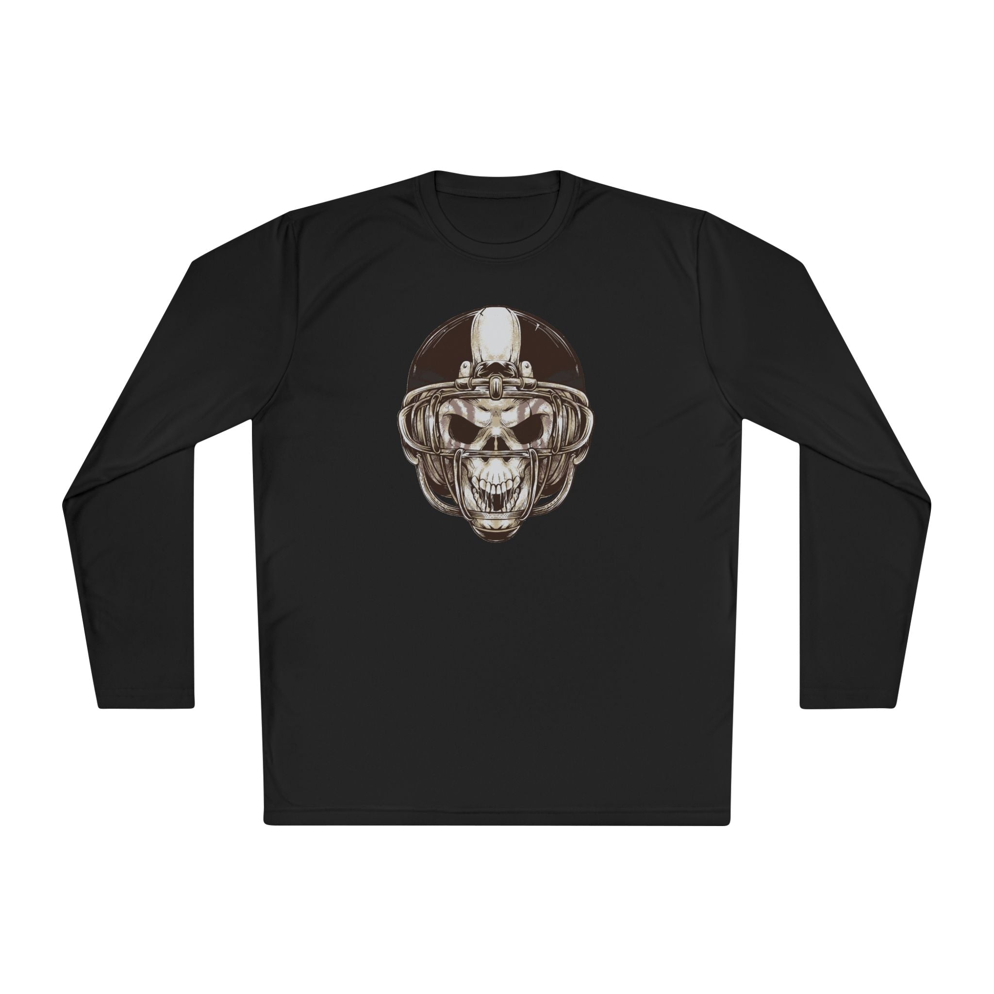 Skull Helmet Long Sleeve Tee — Biker Skull Graphic Shirt