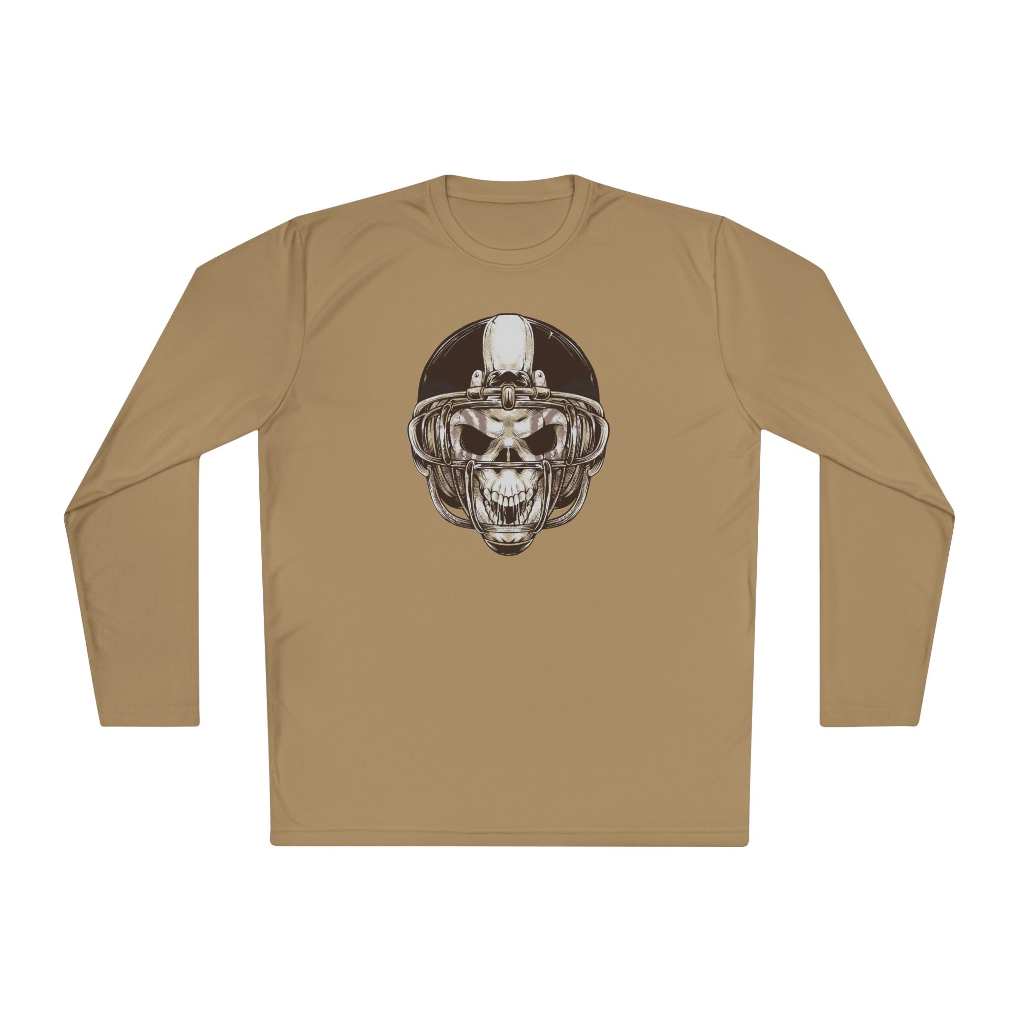 Skull Helmet Long Sleeve Tee — Biker Skull Graphic Shirt