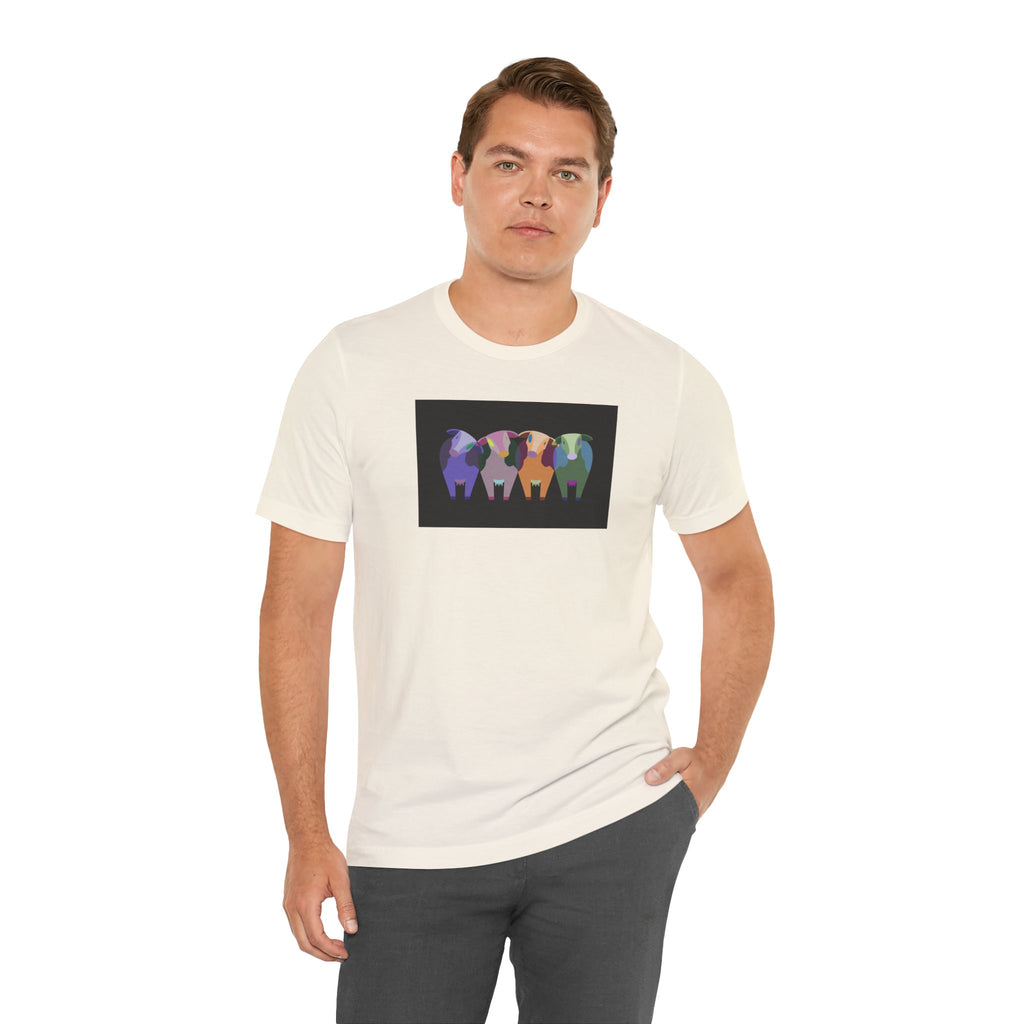 Colorful Buffalo Herd Tee — Geometric Bison Art T-Shirt