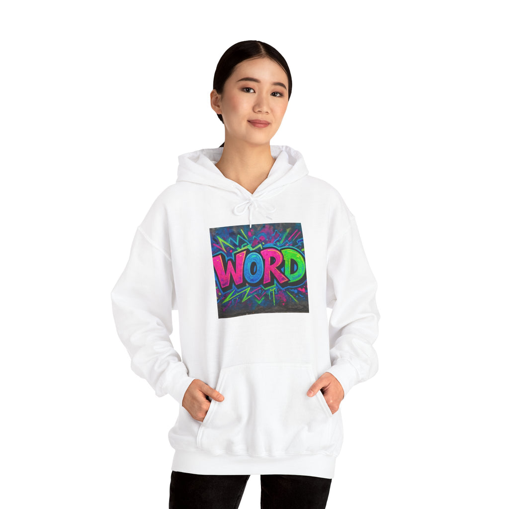 Graffiti 'WORD' Hoodie — Neon Street Art Pullover