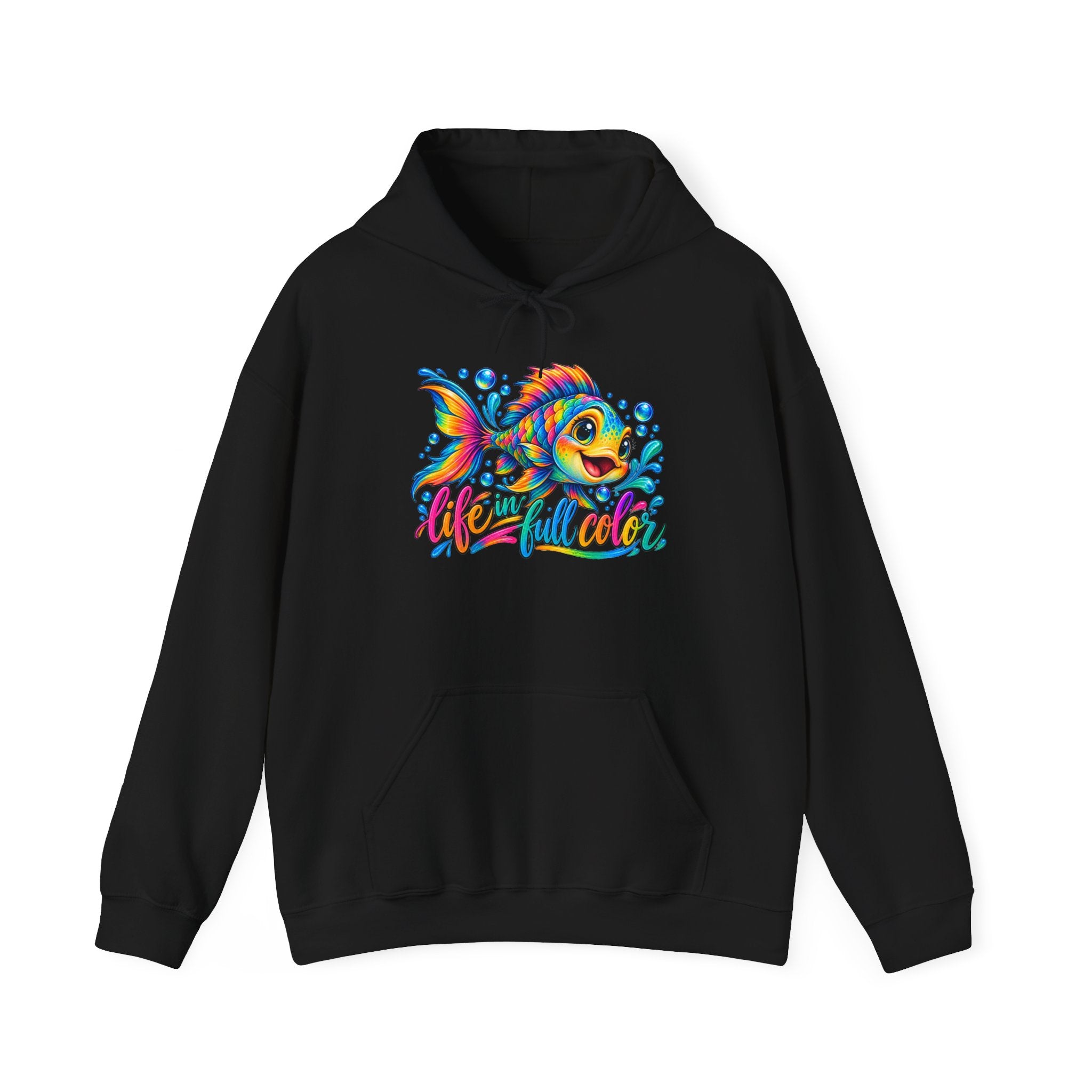 Colorful Fish Hoodie — Vibrant 'Reel Frosted' Fishing Crew Sweatshirt