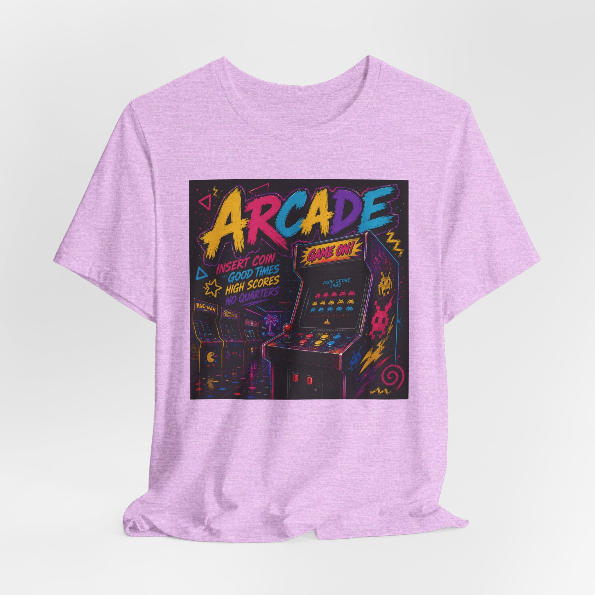 Arcade Retro Tee — Neon Game Room Graphic Shirt