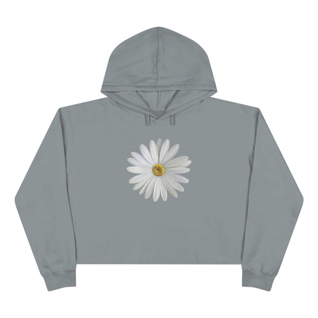 Daisy Crop Hoodie — Minimal Floral Cropped Sweatshirt
