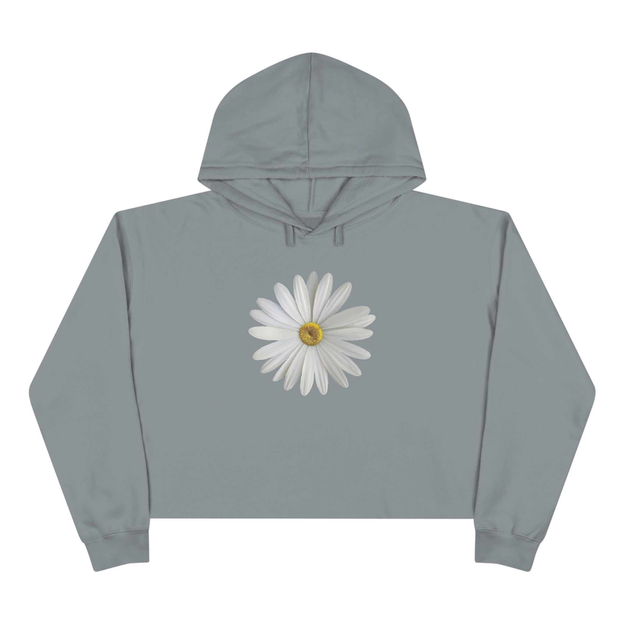 Daisy Crop Hoodie — Minimal Floral Cropped Sweatshirt