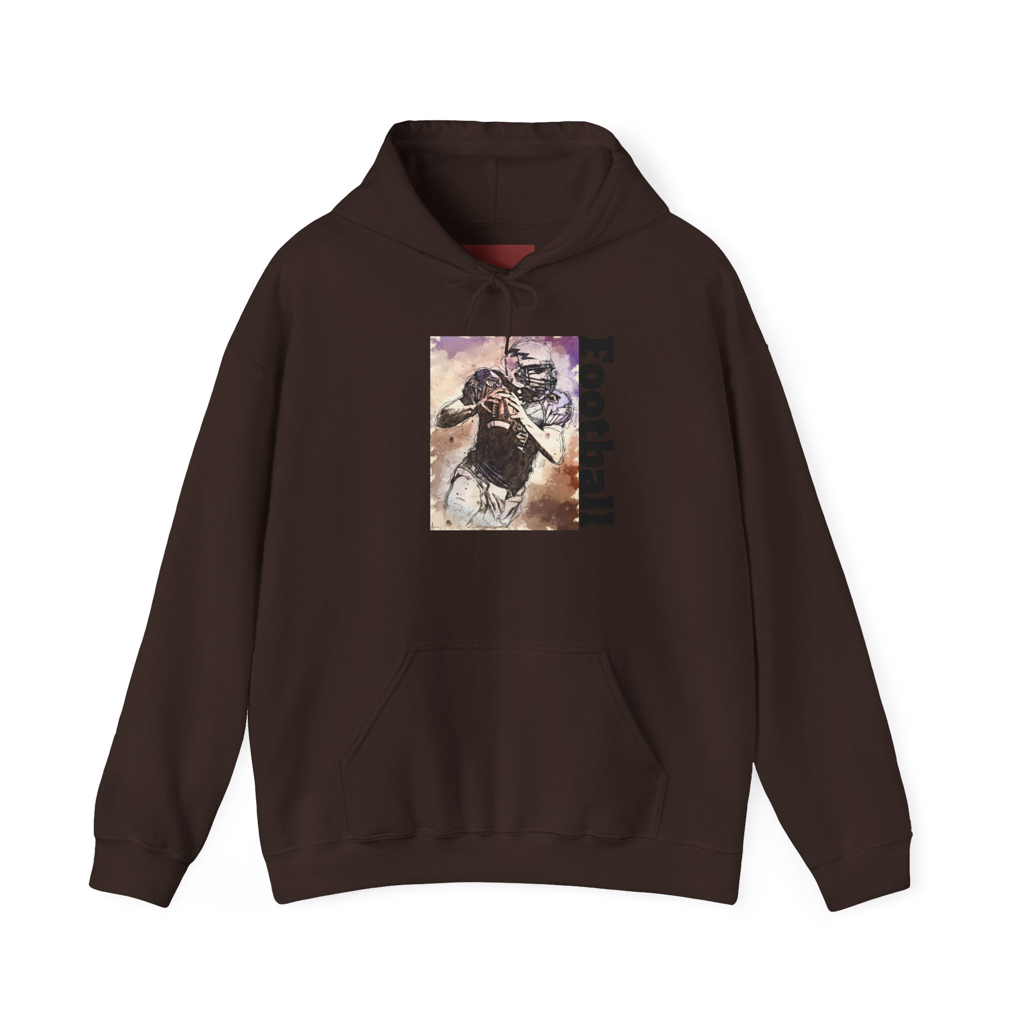 Football Player Graphic Hoodie - Vintage Grunge Sports Pullover