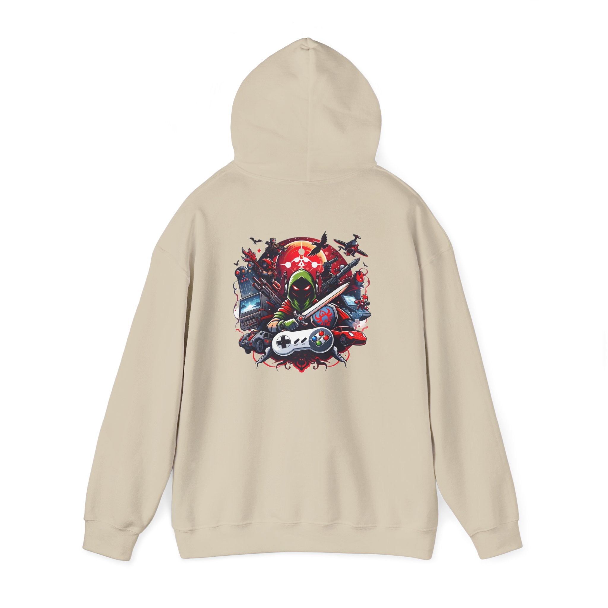 Gamer Skull Hooded Sweatshirt — Retro Controller & Neon Skull Gaming Hoodie