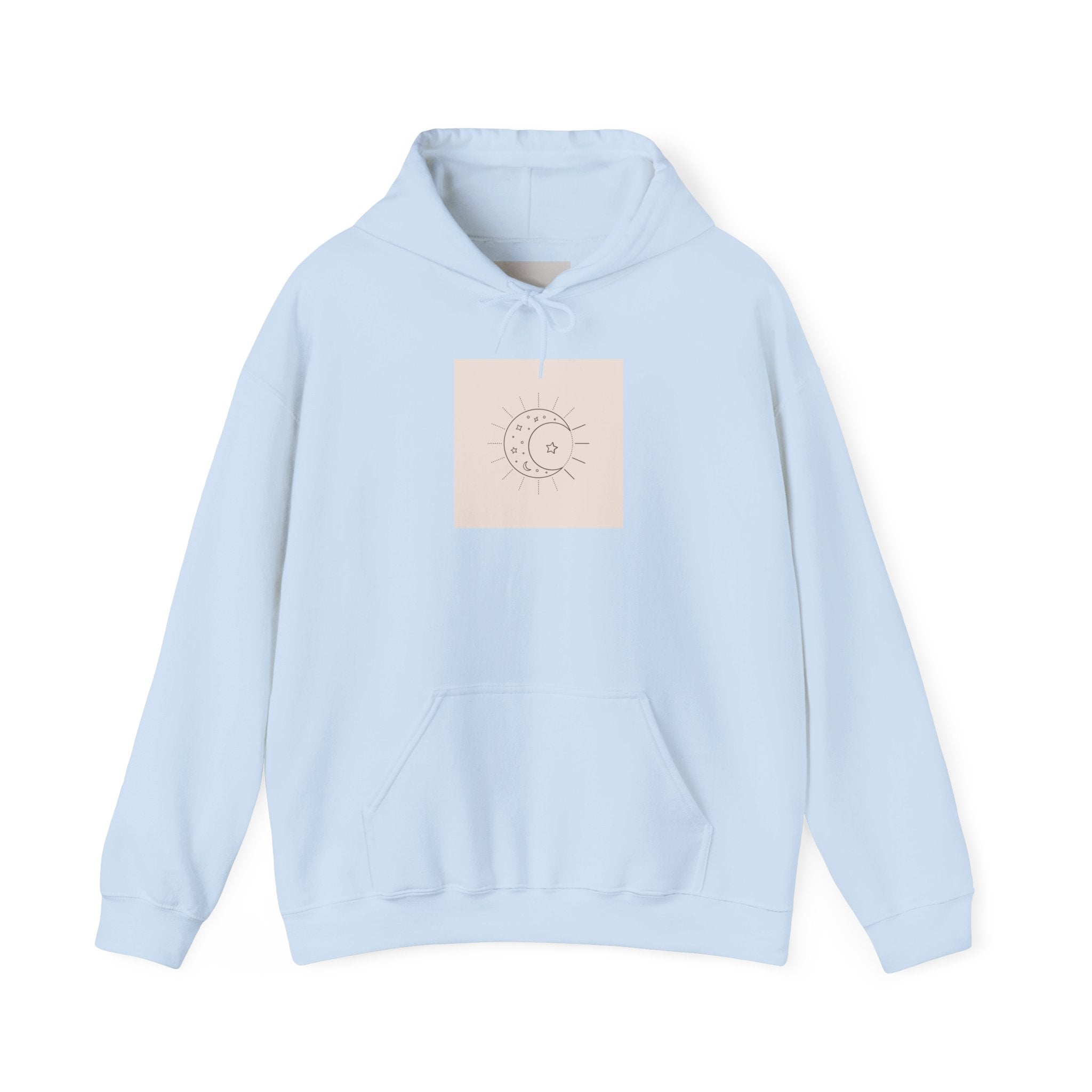 Celestial Moon & Sun Hoodie — Minimal Boho Spiritual Graphic Sweatshirt
