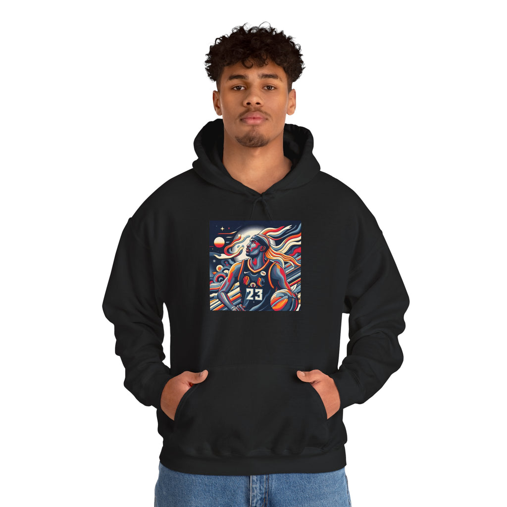 Basketball Player Art Hoodie - Retro 23 Cosmic Court Graphic Sweatshirt