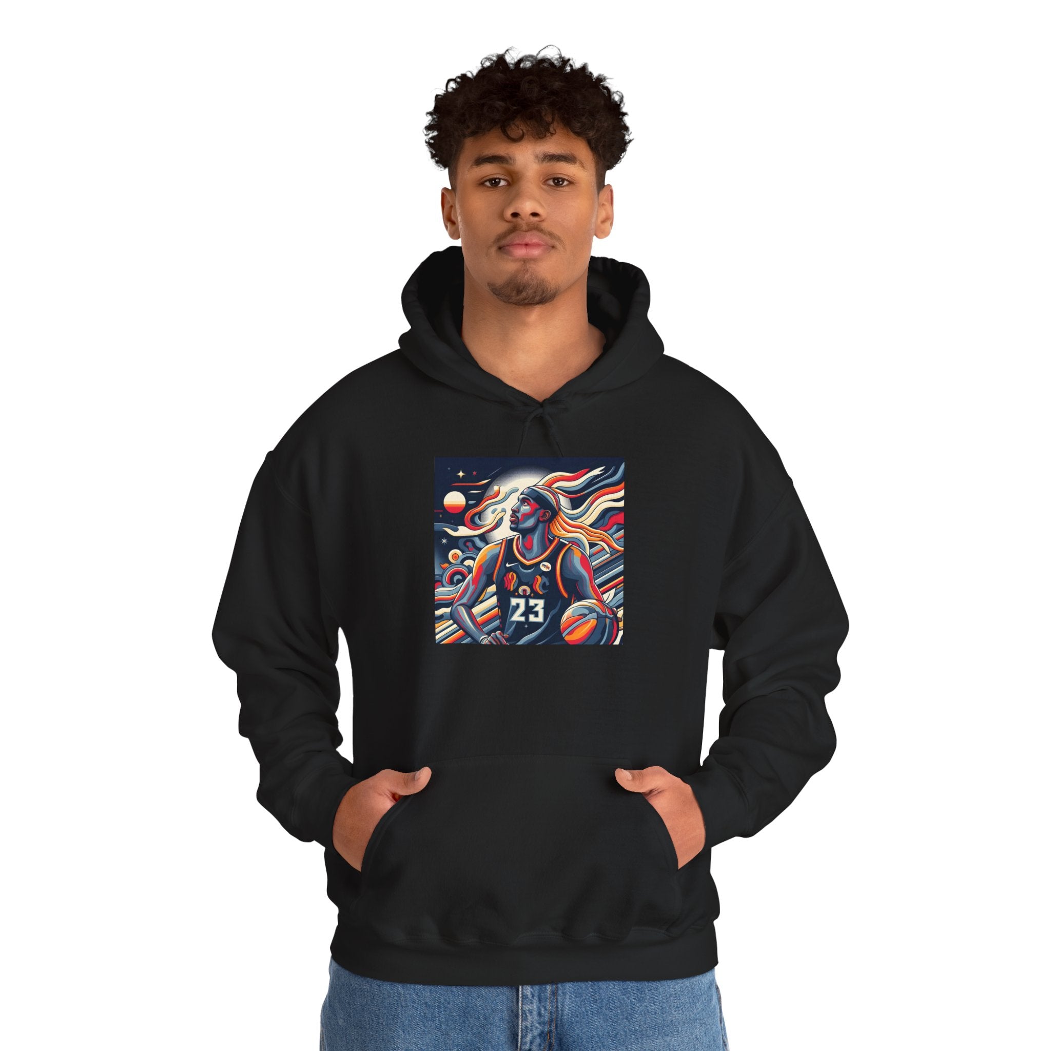 Basketball Player Art Hoodie - Retro 23 Cosmic Court Graphic Sweatshirt