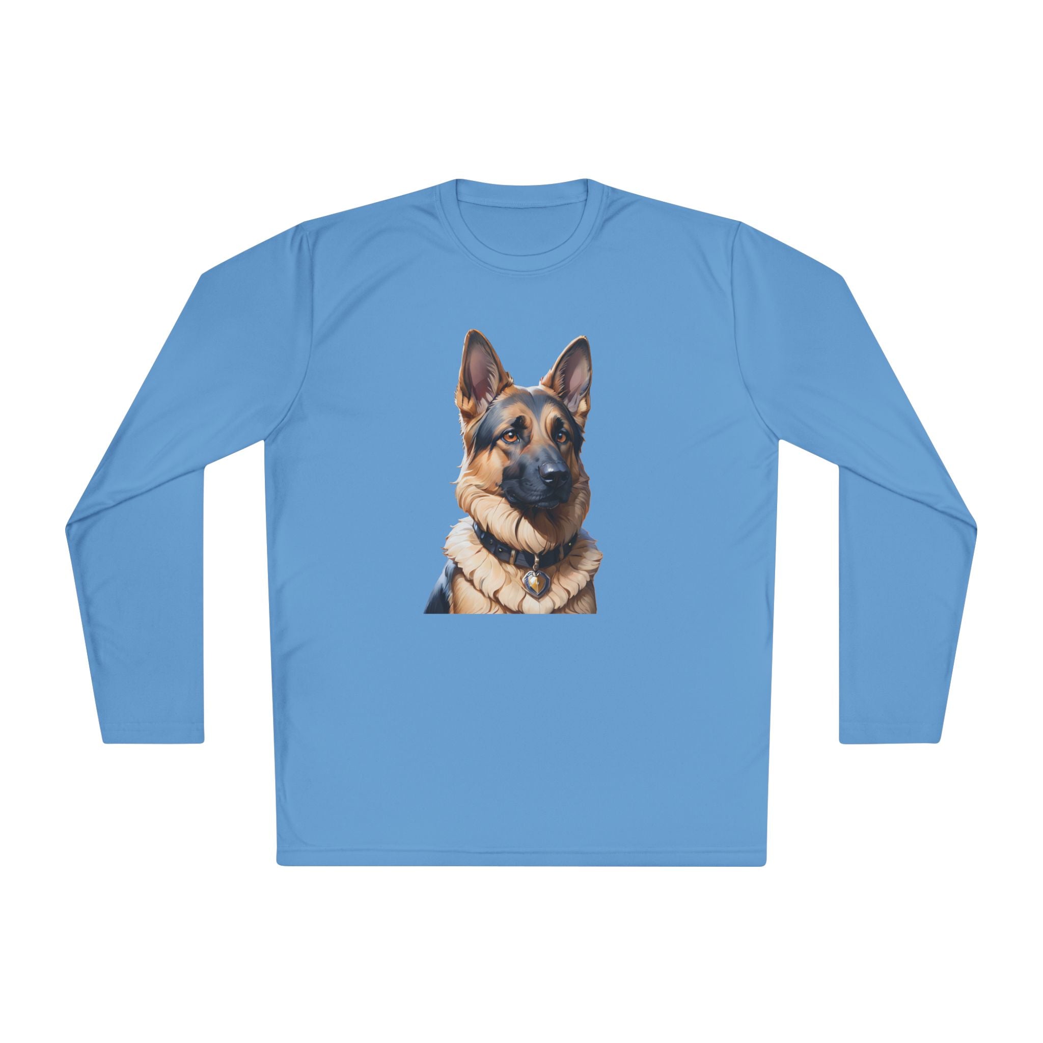 German Shepherd Portrait Long Sleeve Tee — Realistic Dog Face Shirt for Pet Lovers