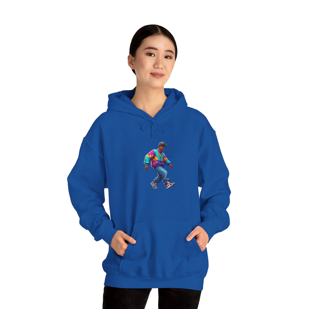 Retro Skateboarder Hoodie — Colorful 90s Skate Crew Pullover